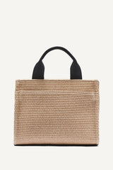 HADLEE SMALL STRAW LOGO TOTE