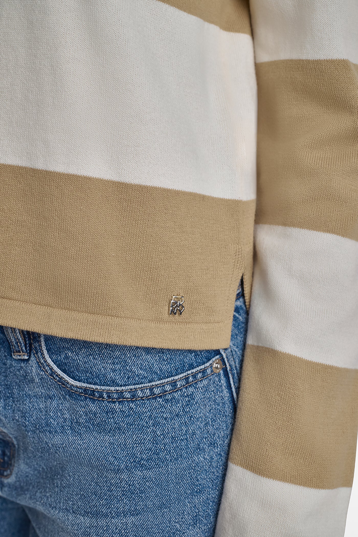 LONG SLEEVE STRIPE POLO SWEATER