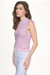 SLEEVELESS FRINGE TRIM SWEATER