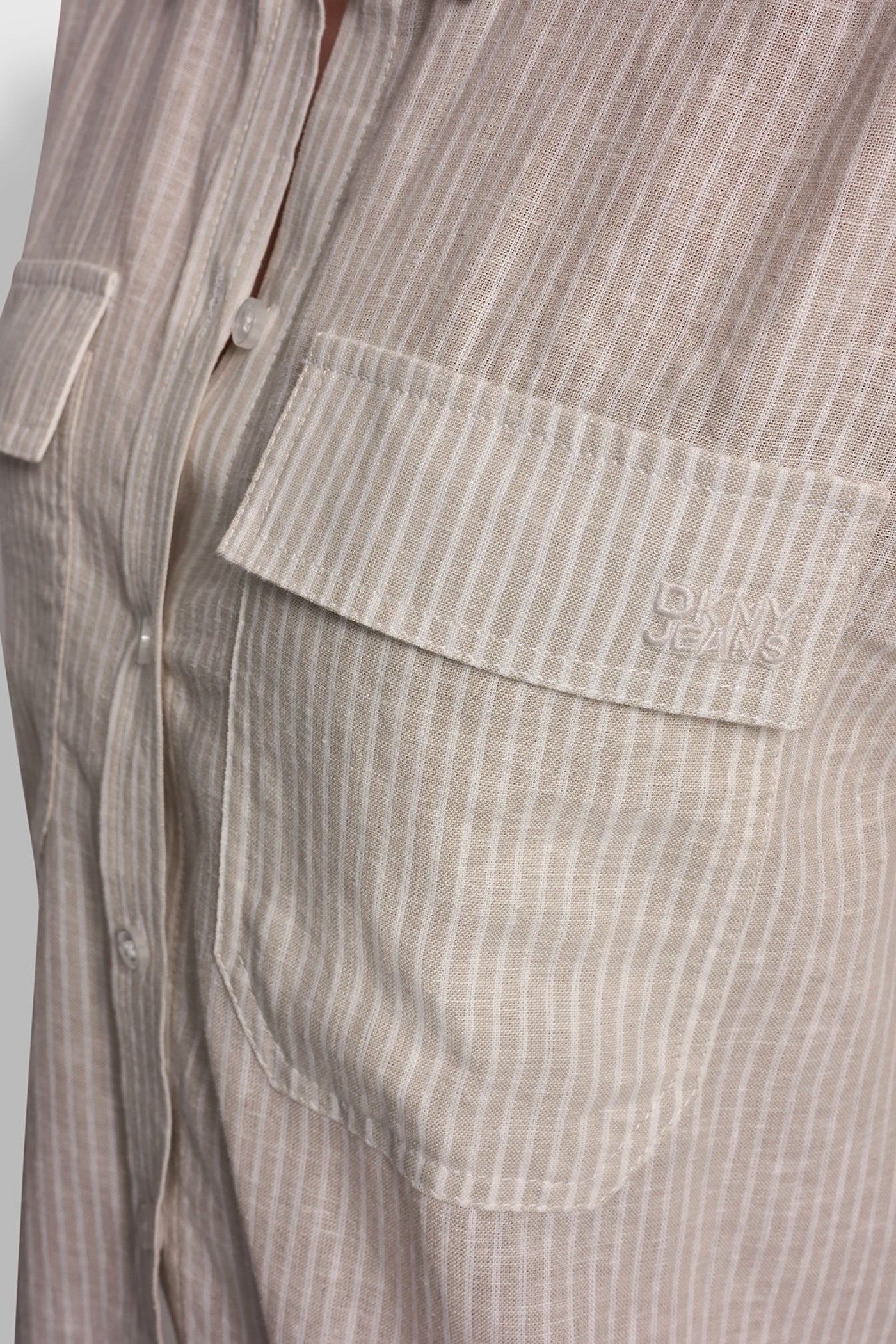 LINEN-BLEND BUTTON FRONT SHIRT