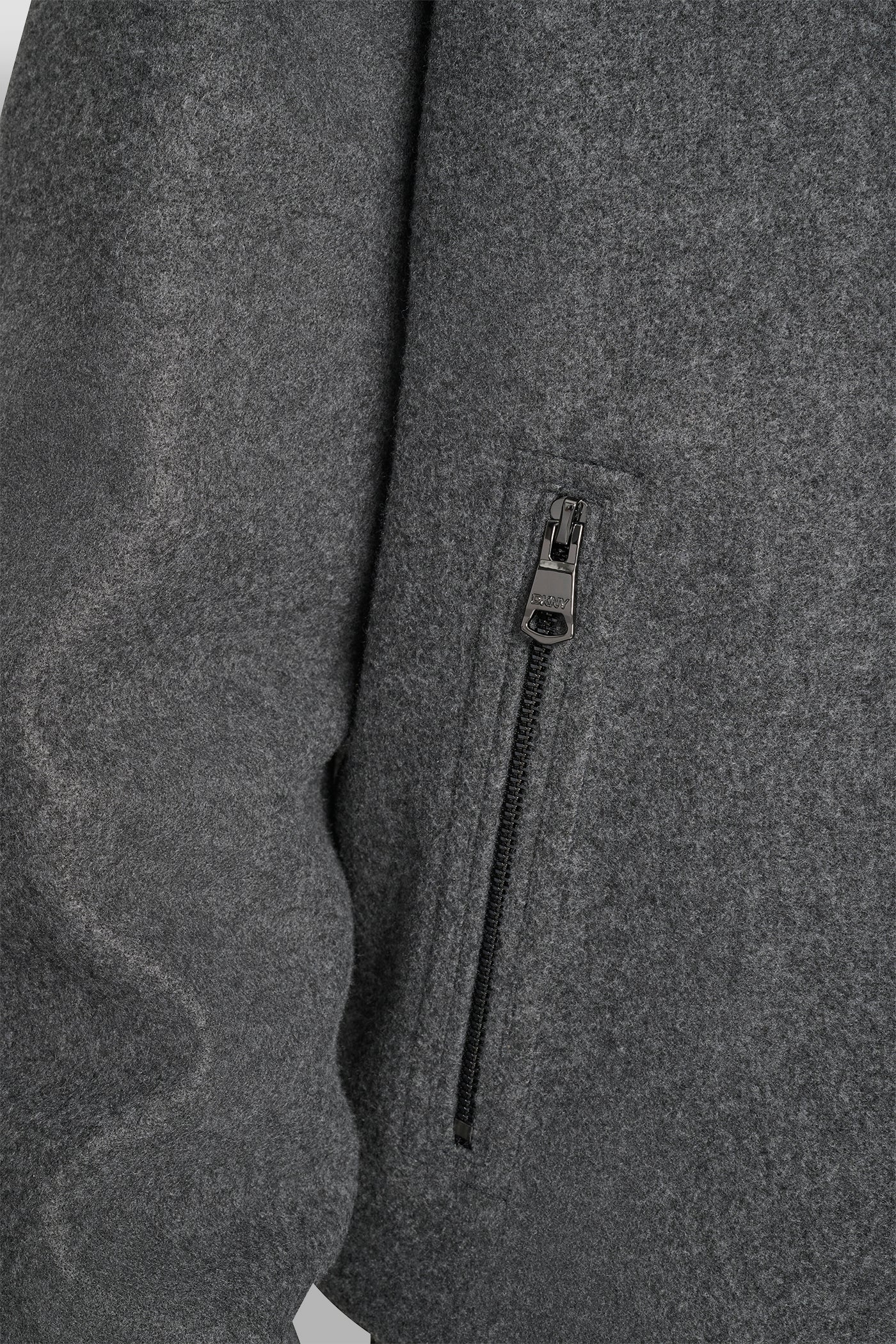 FAUX WOOL BOMBER WITH HOODED BIB