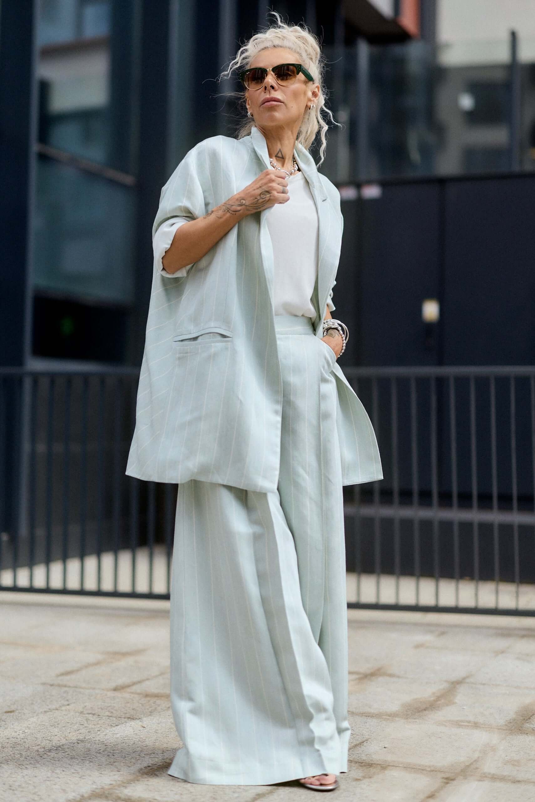 Light Mint Pinstripe Oversized Blazer