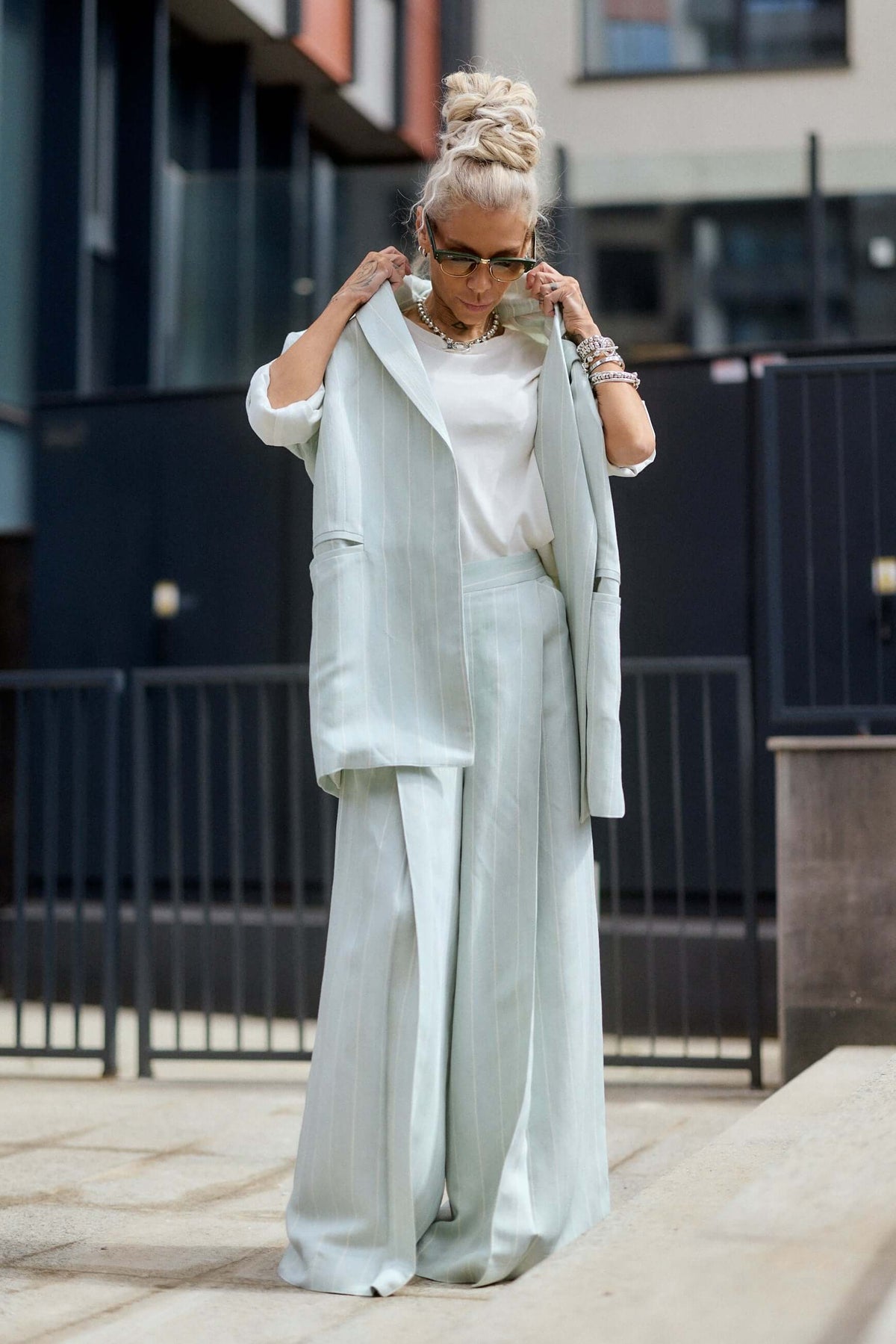 Light Mint Pinstripe Oversized Blazer