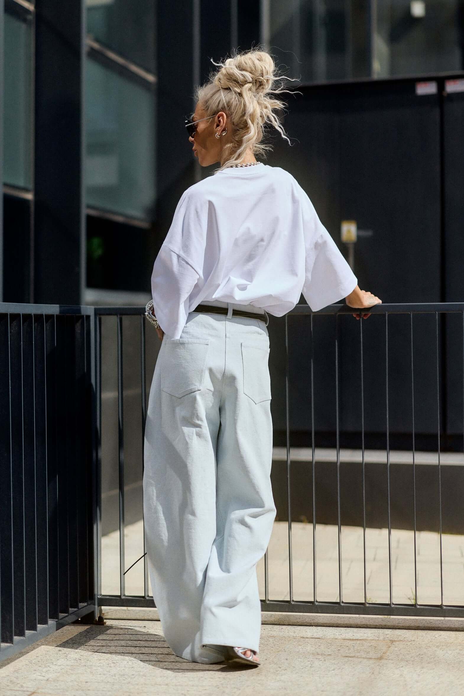 Wide-Leg Denim Pants