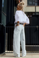 Wide-Leg Denim Pants