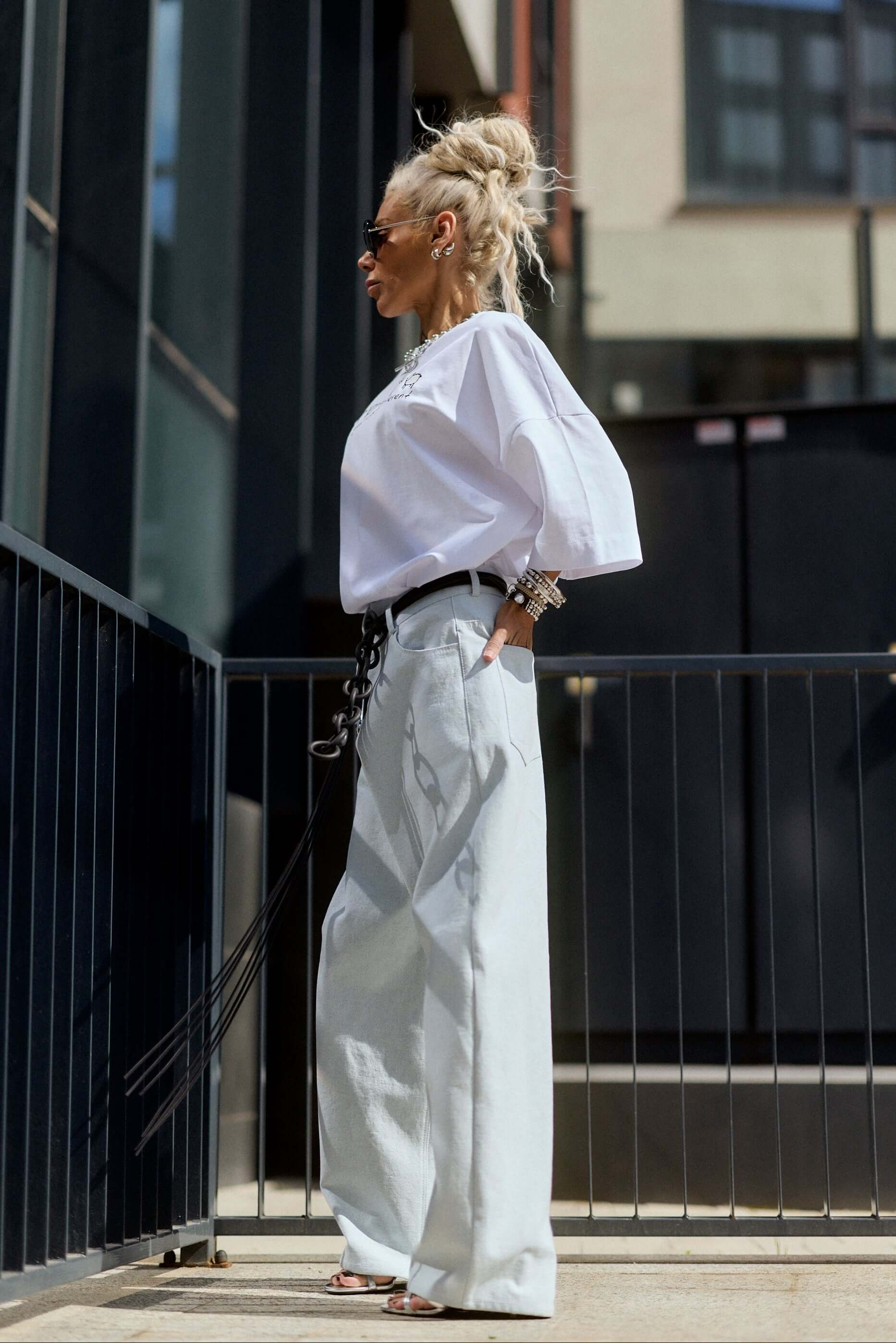 Wide-Leg Denim Pants