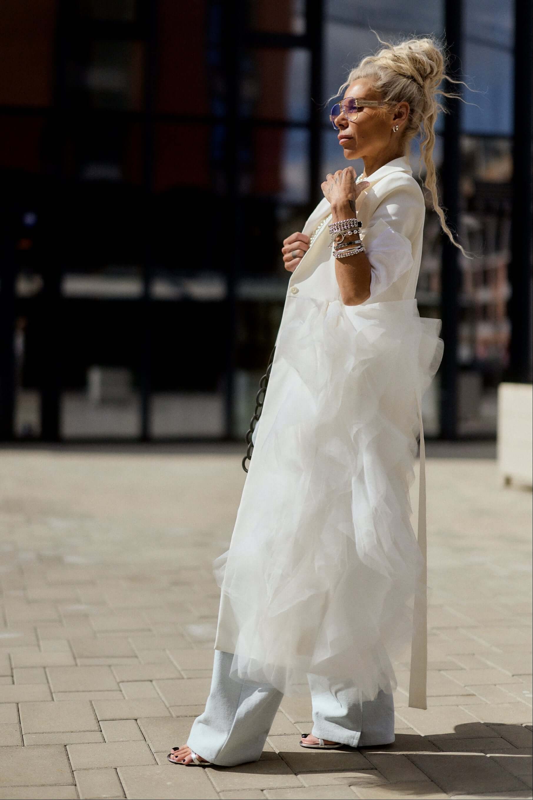 Off-white Tulle Detail Blazer