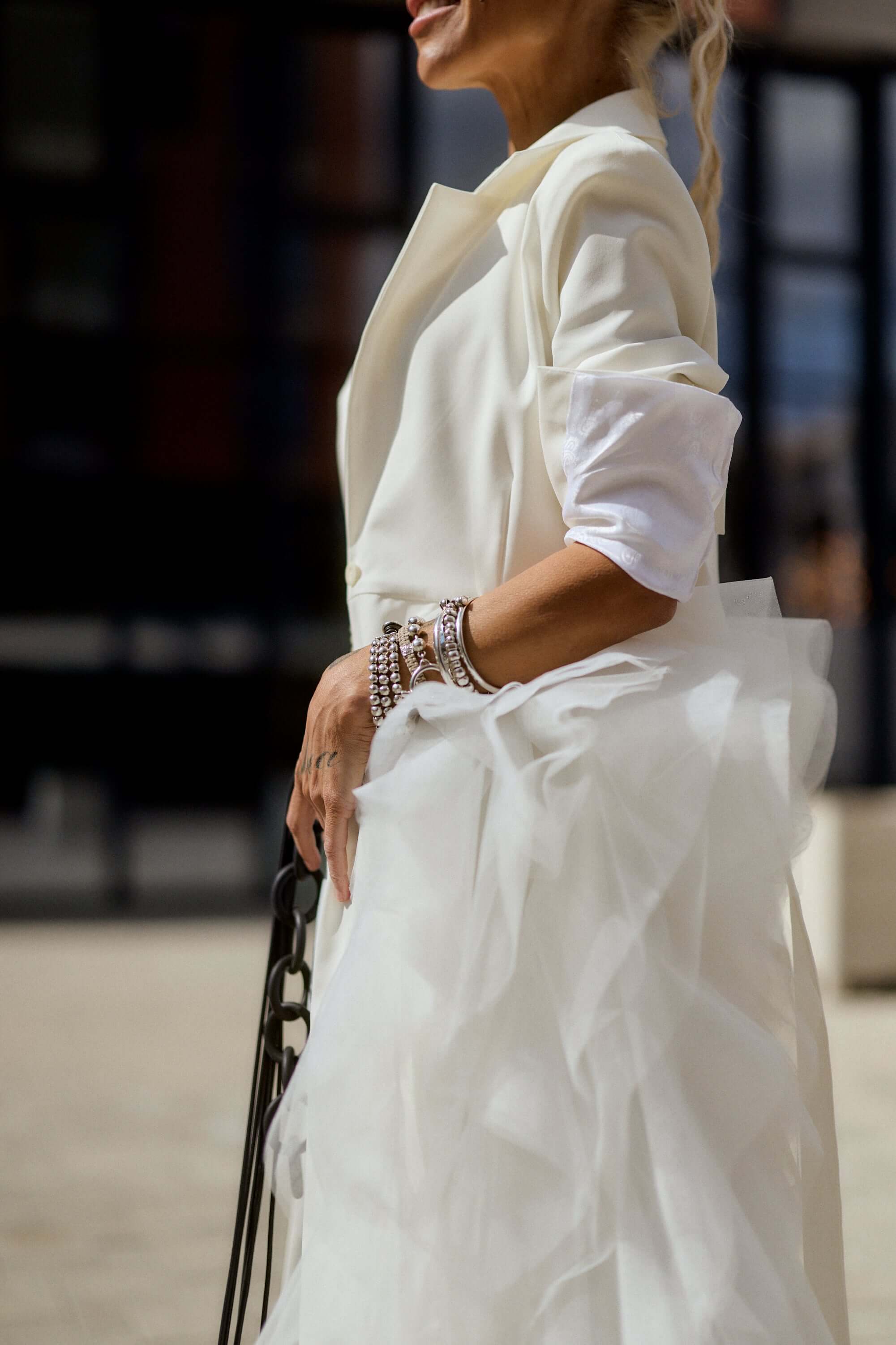 Off-white Tulle Detail Blazer