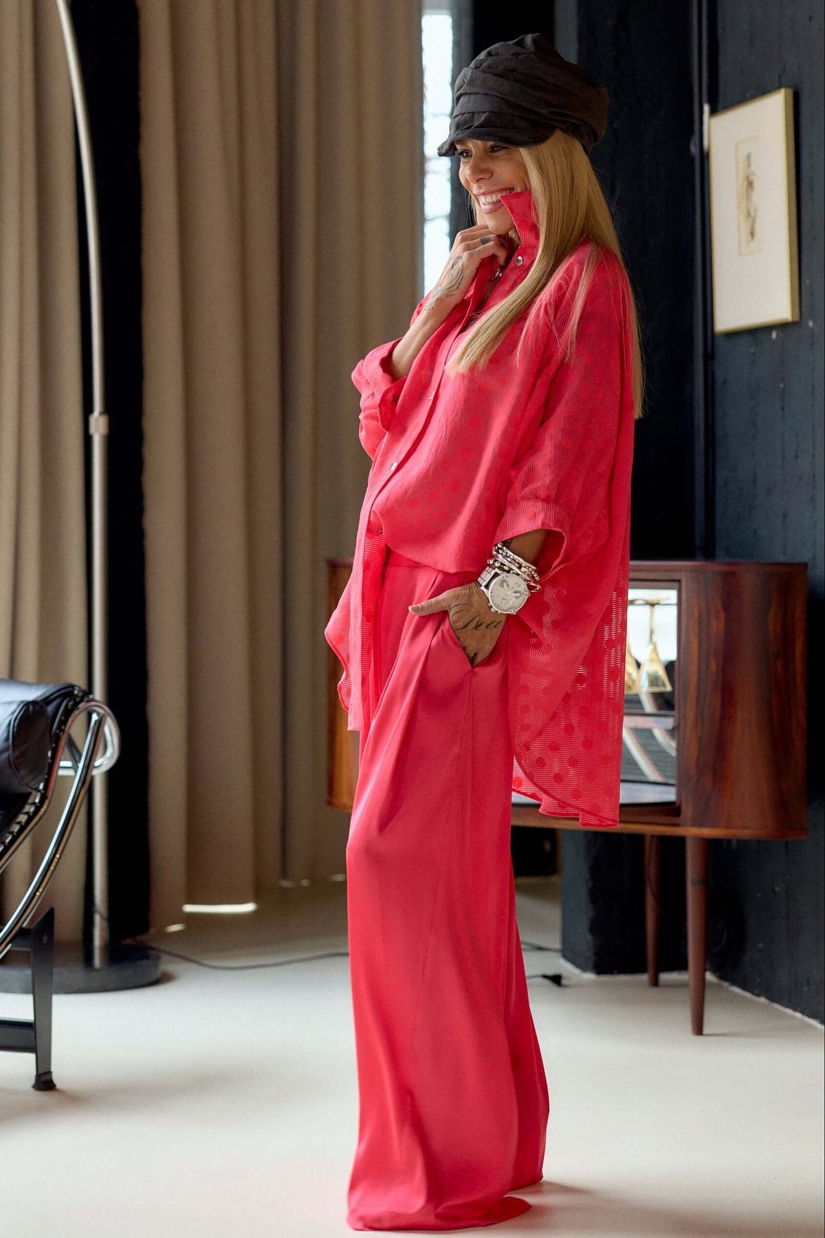 Coral Wide-Leg Pants