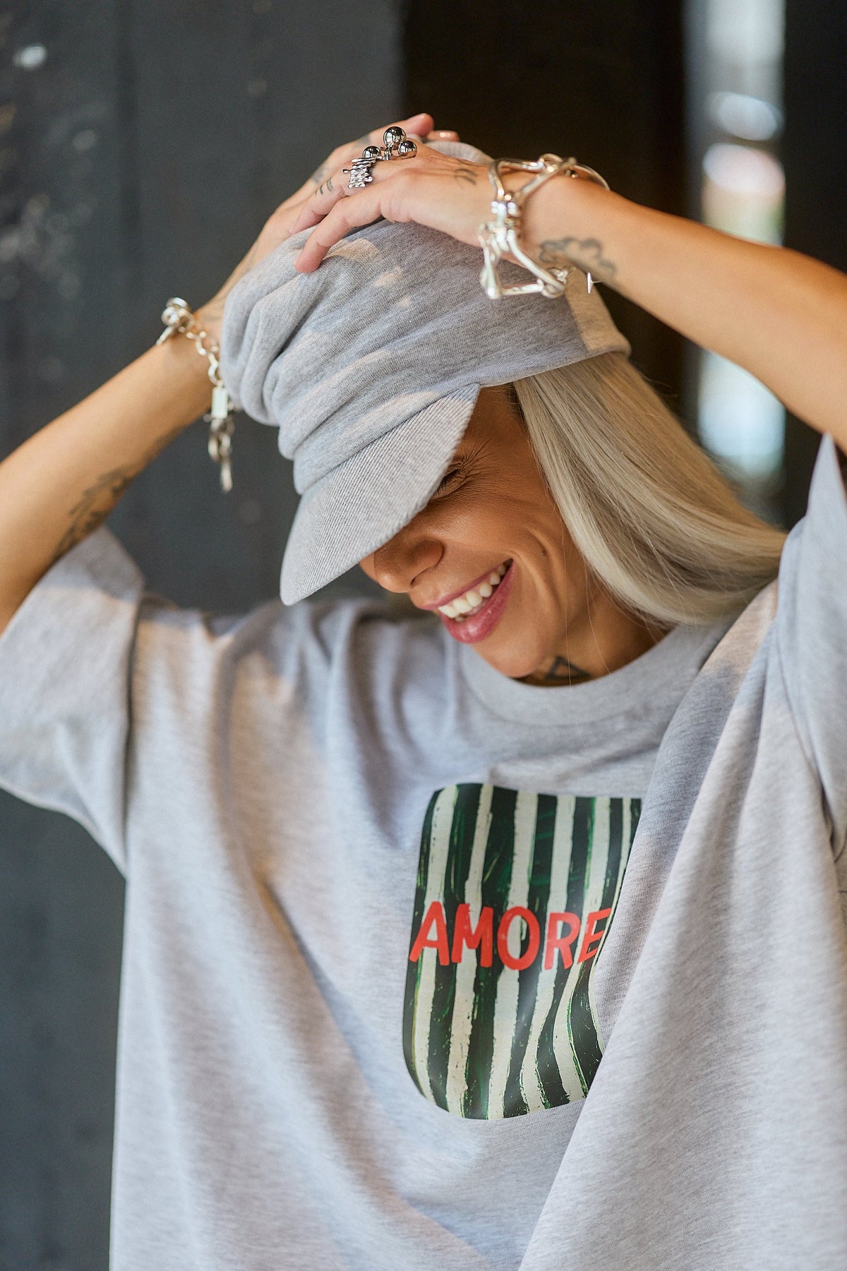 Soft Grey Draped Cap