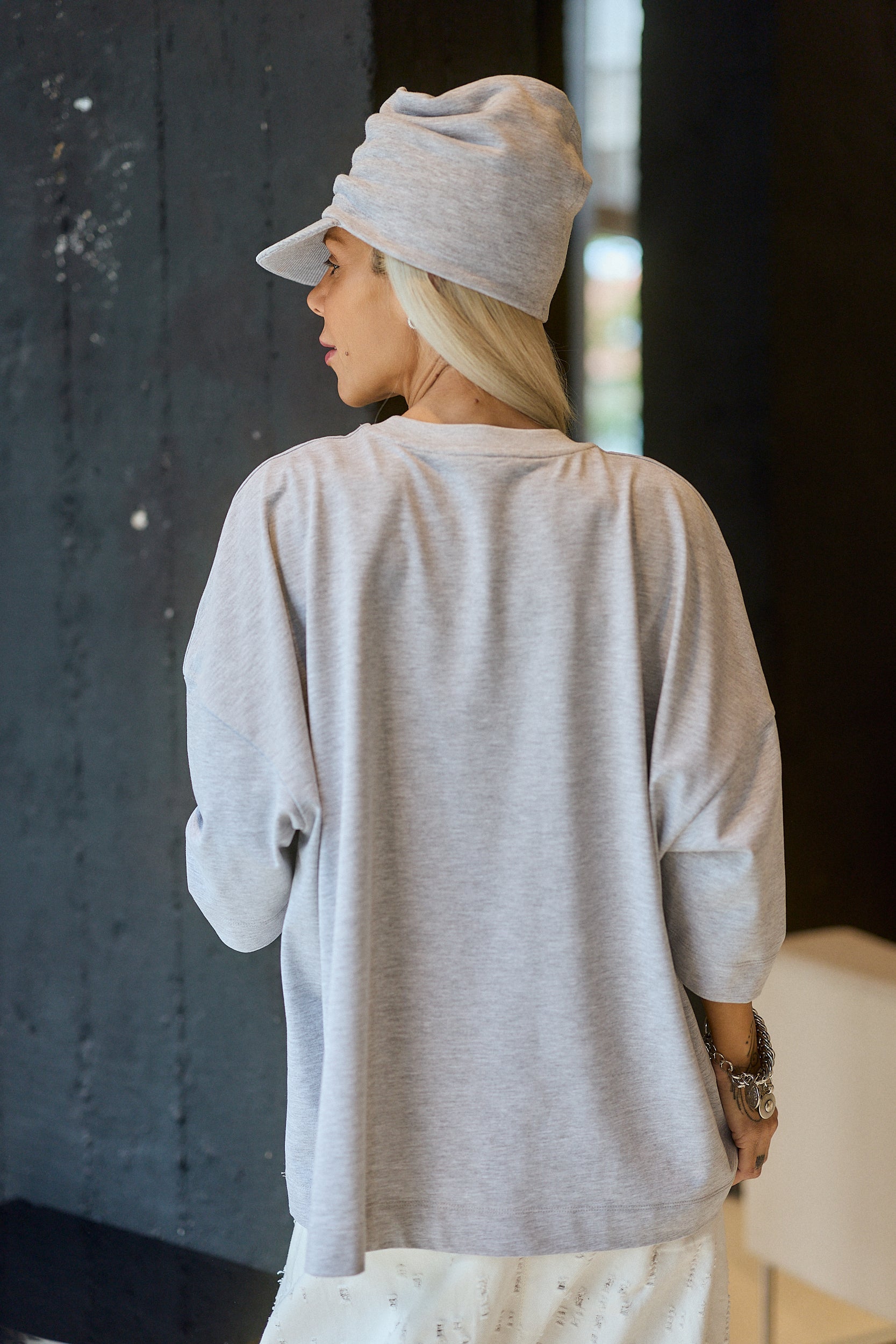 Soft Grey Draped Cap