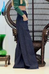 Double-Waistband Jeans in Navy