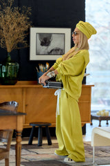 Yellow Oversized Sweat Set with Open Back
