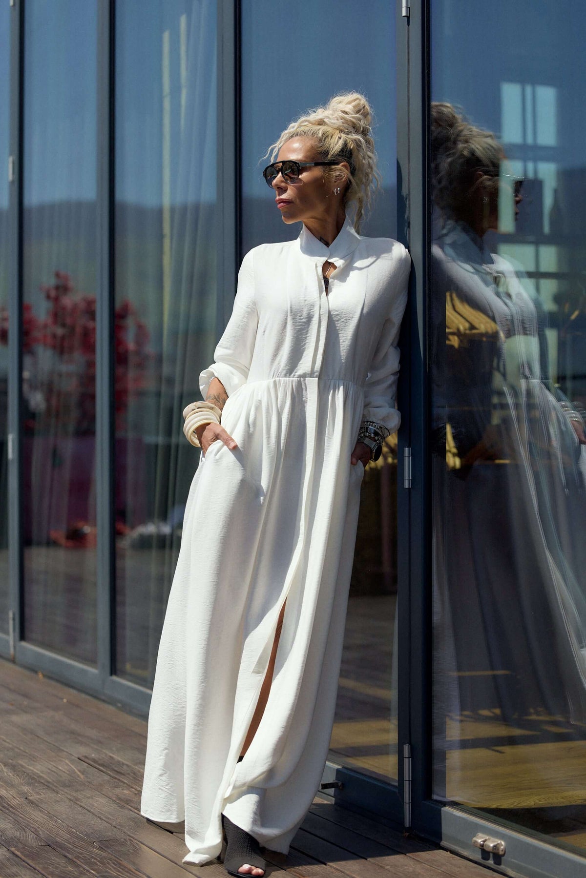 Flowing White Maxi Dress