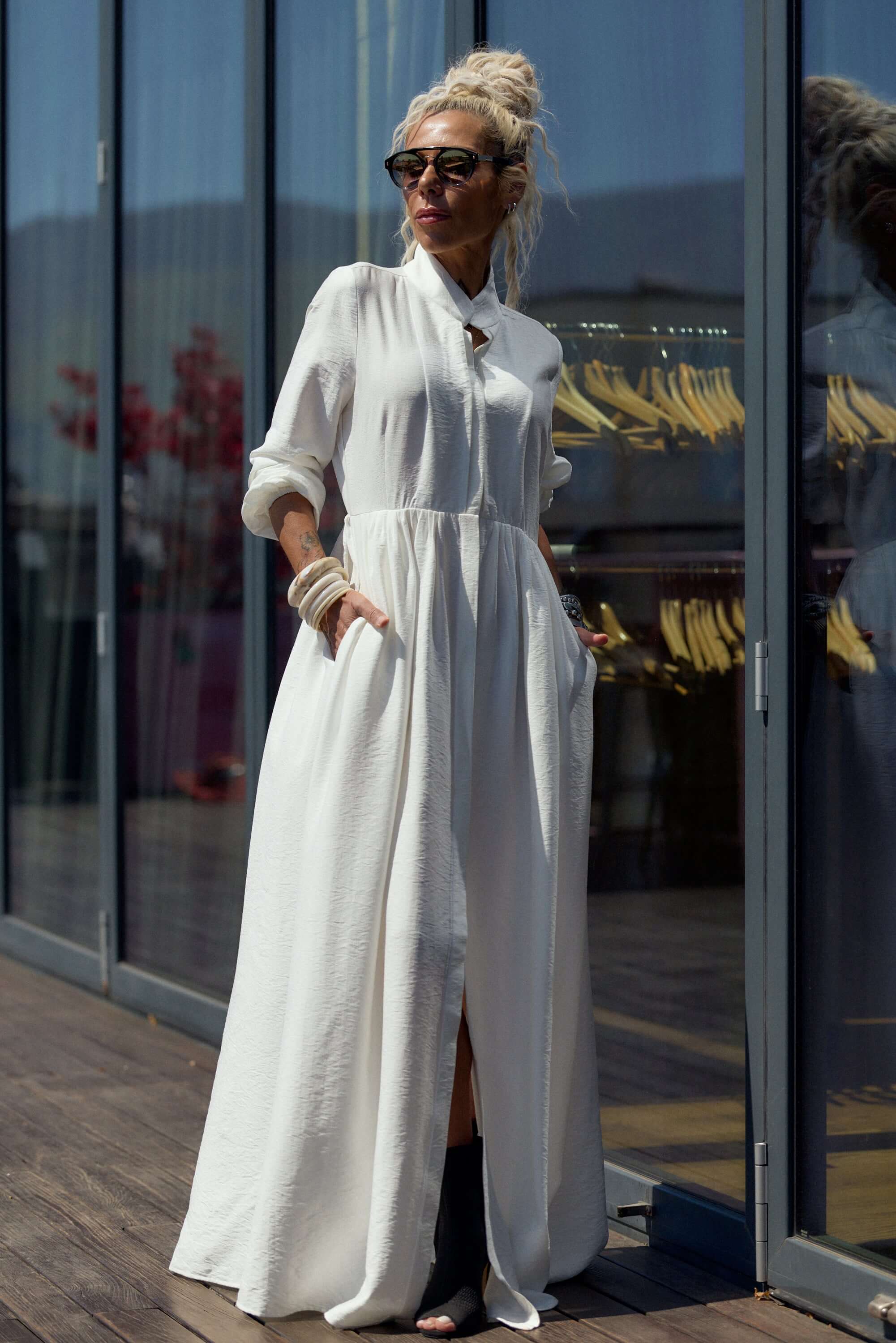 Flowing White Maxi Dress