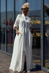 Flowing White Maxi Dress
