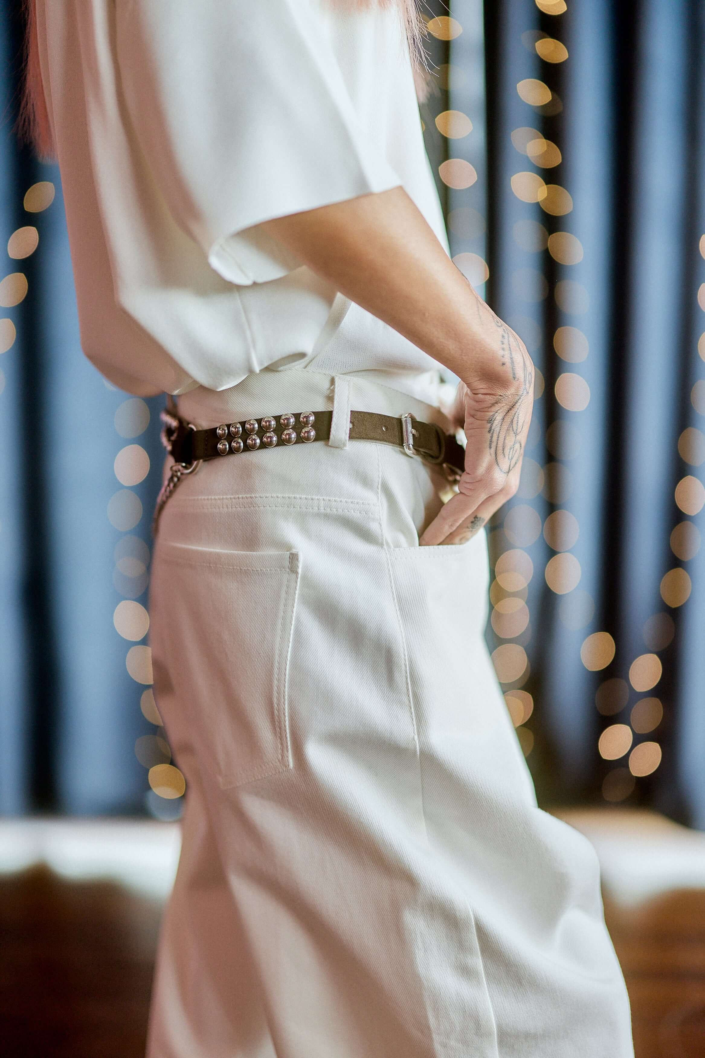 White Wide-Leg Denim Pants