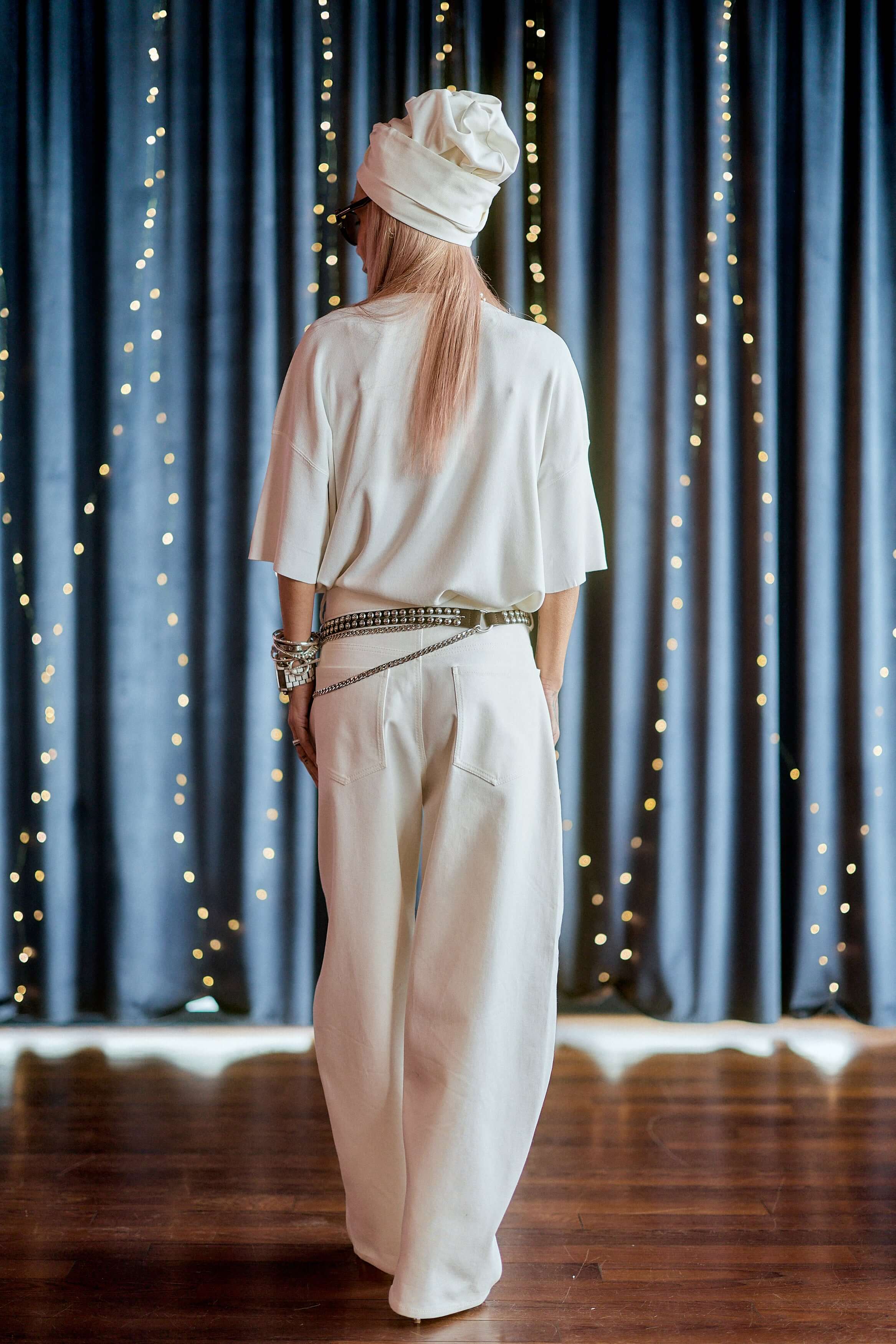 White Wide-Leg Denim Pants