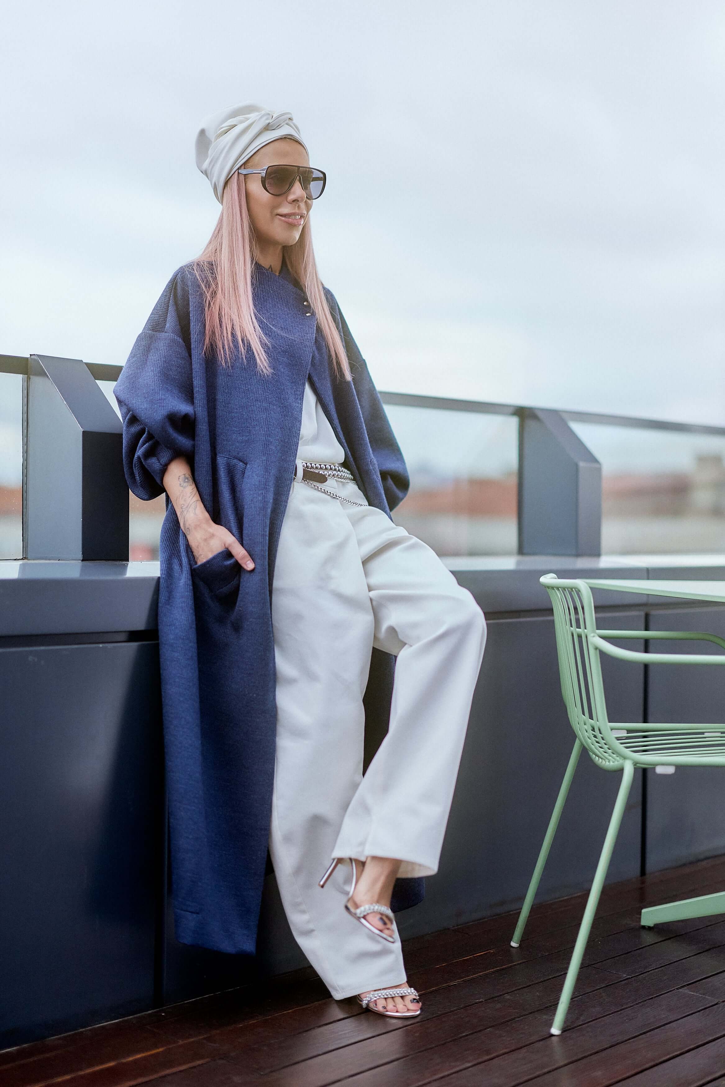 Navy Oversized Knit Coat