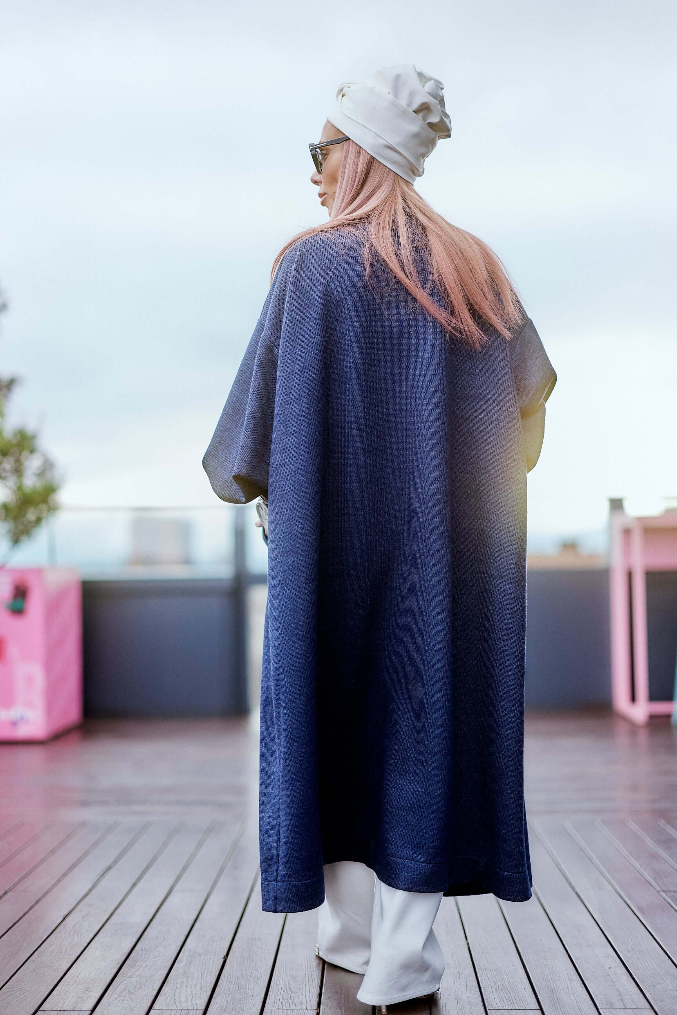 Navy Oversized Knit Coat