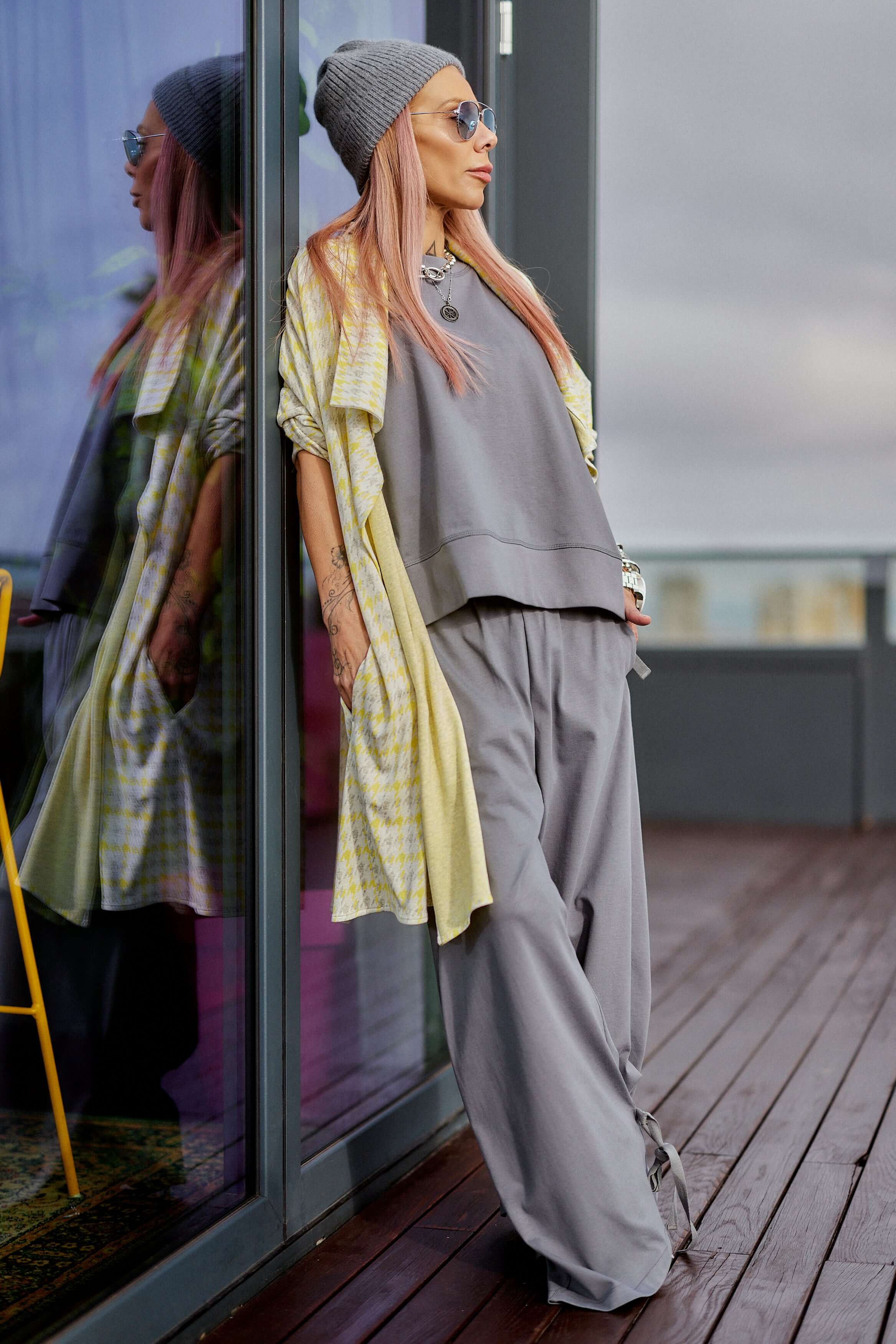 3-Piece Set – Grey with Houndstooth Vest
