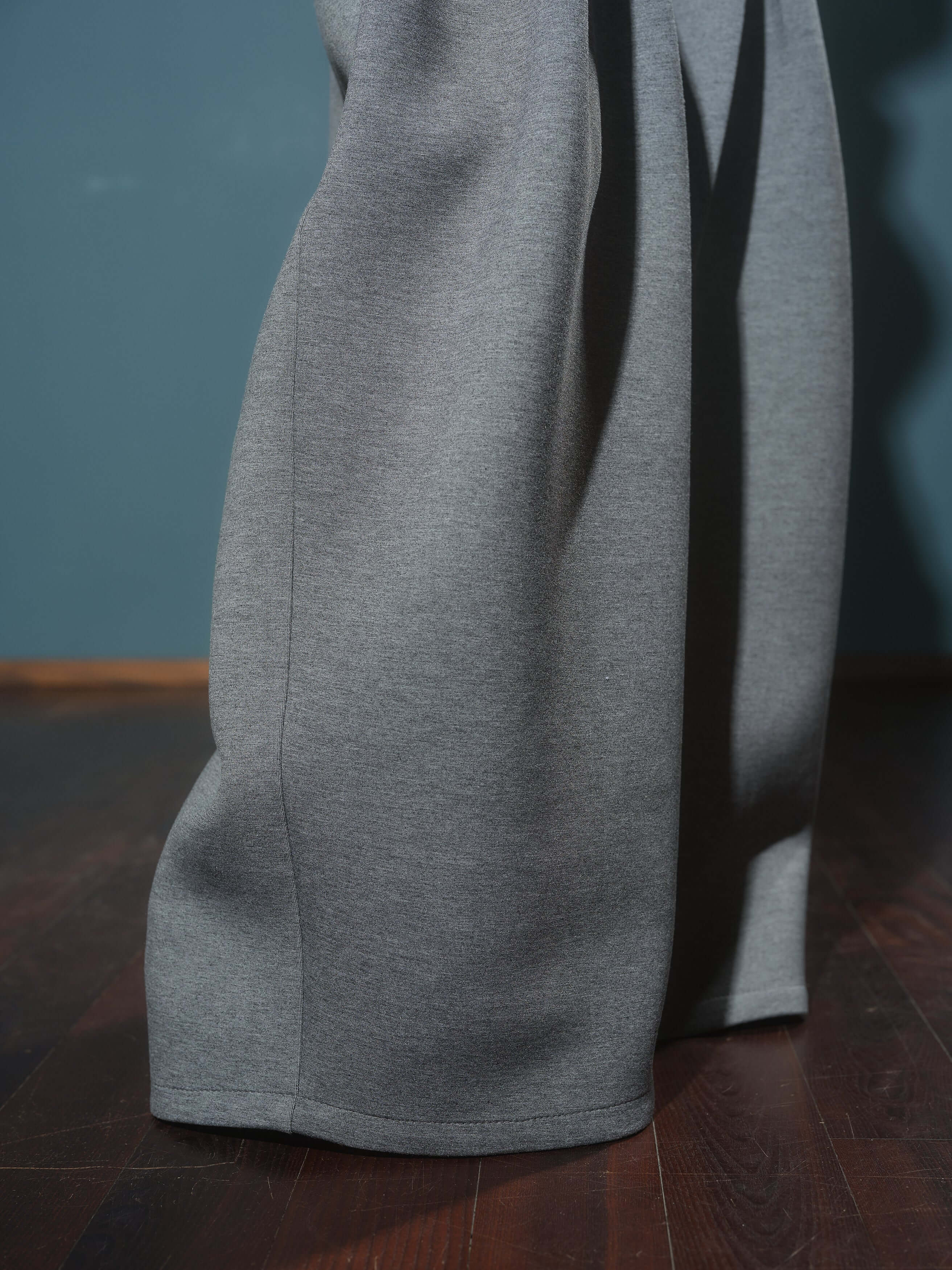 Gray Wide-Leg Structured Pants