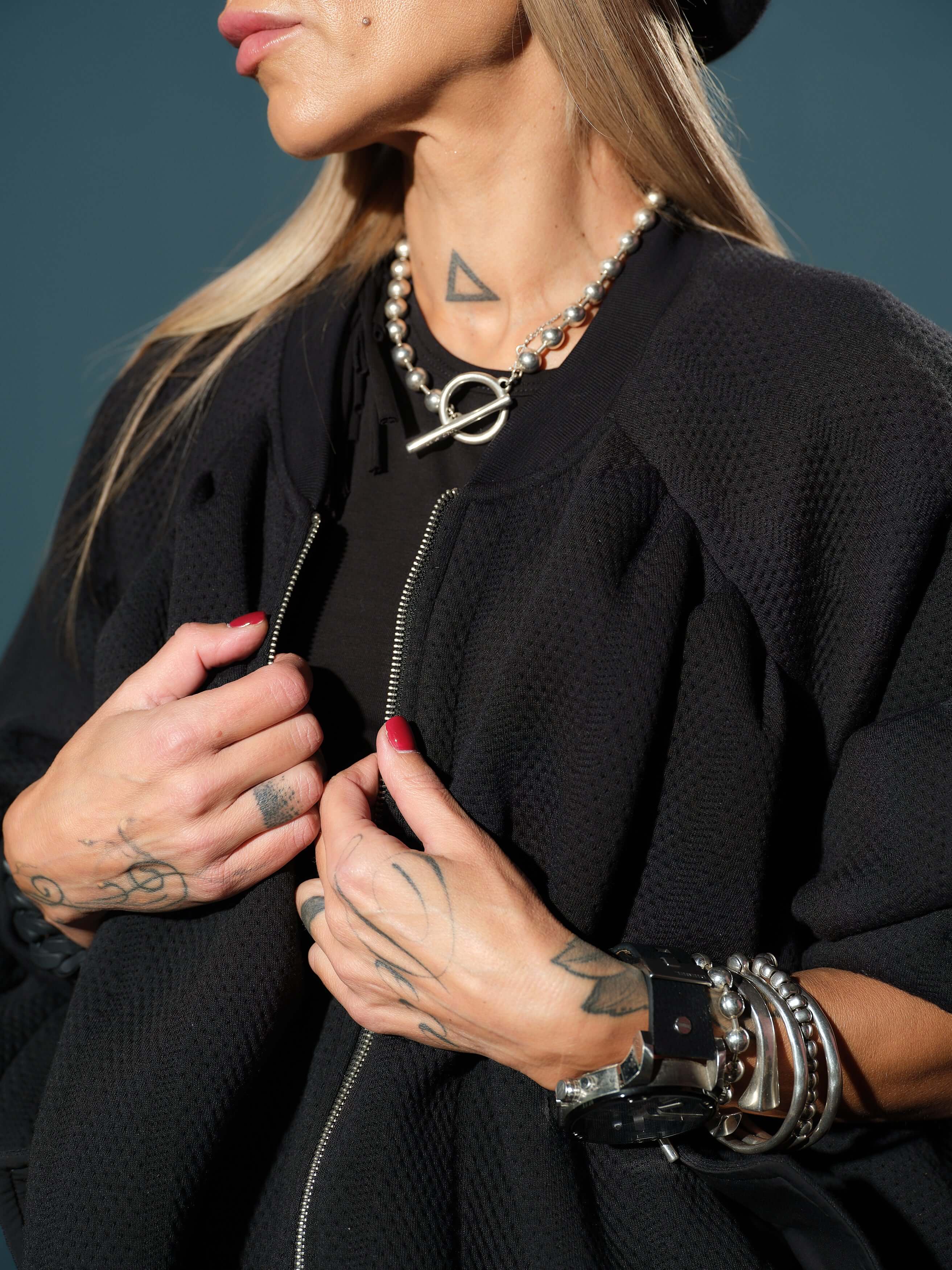 Black Oversized Textured Jacket