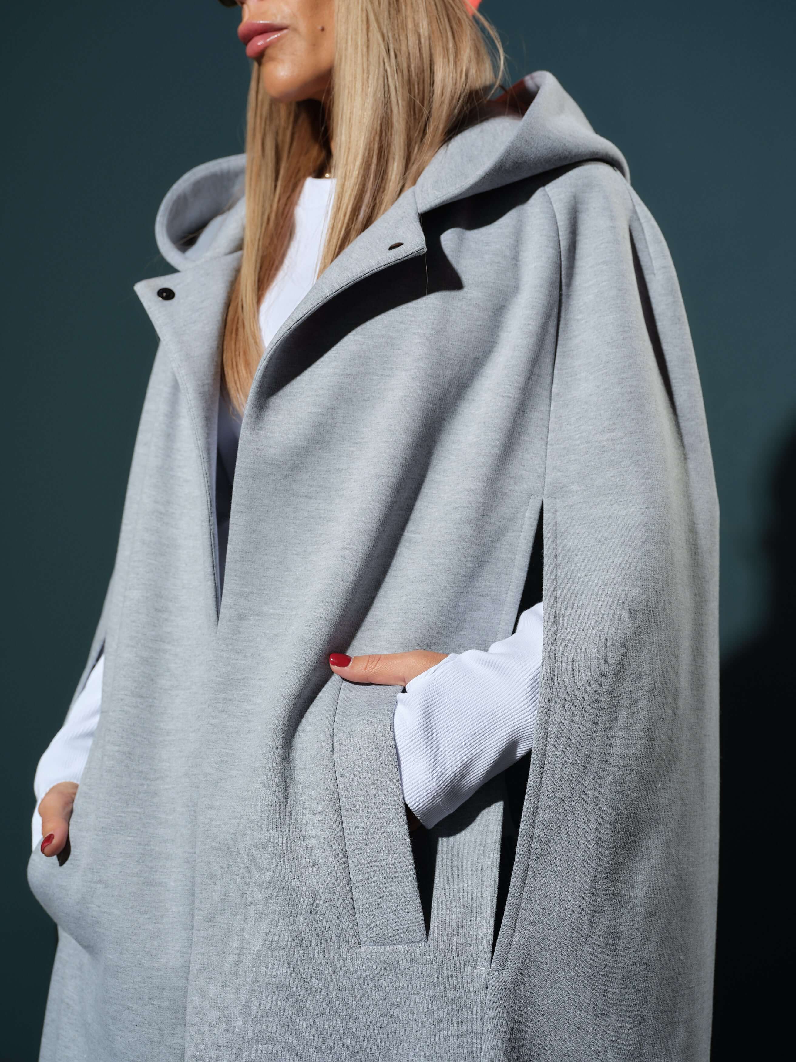 Grey Oversized Sleeveless Coat