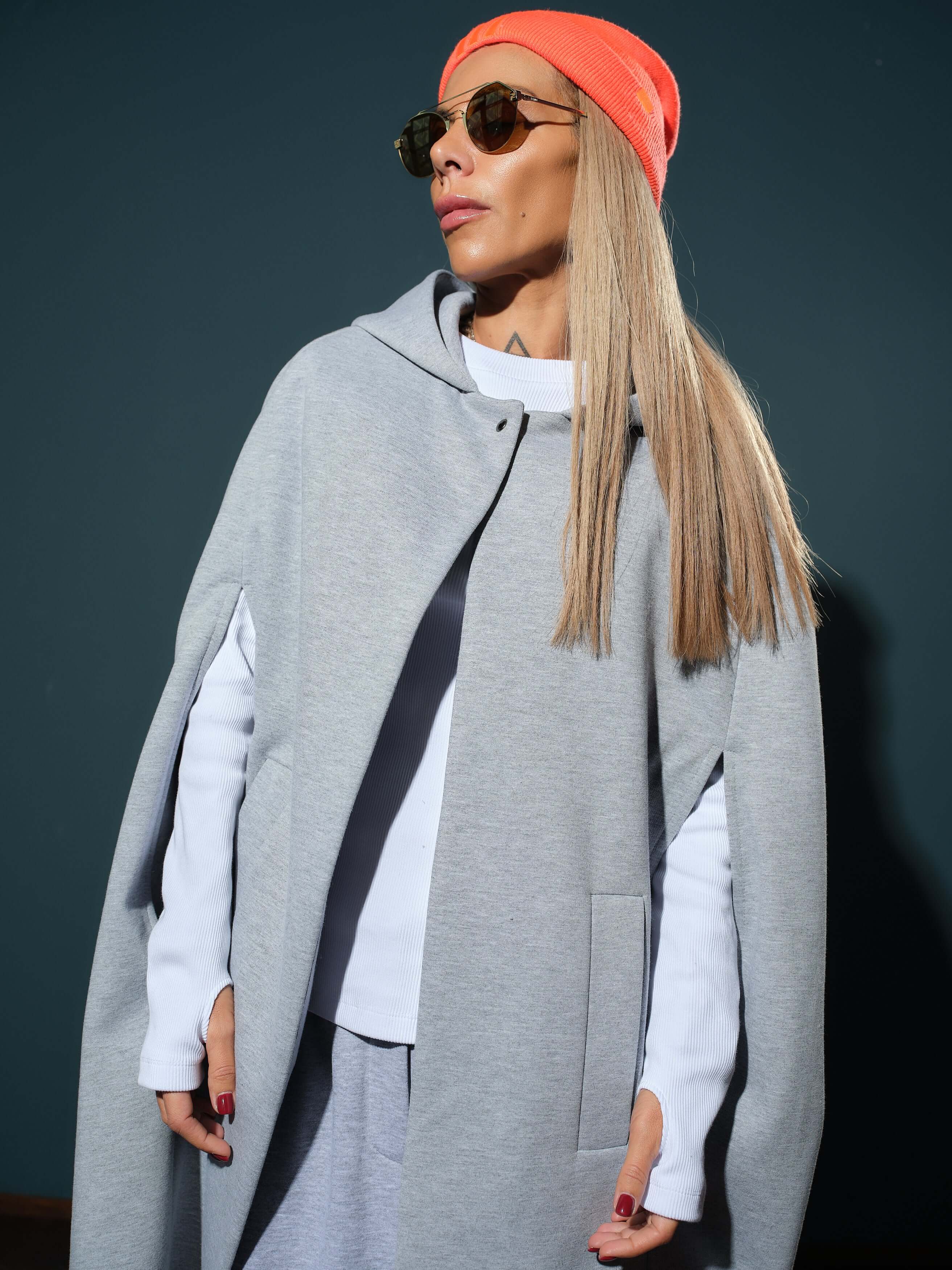 Grey Oversized Sleeveless Coat