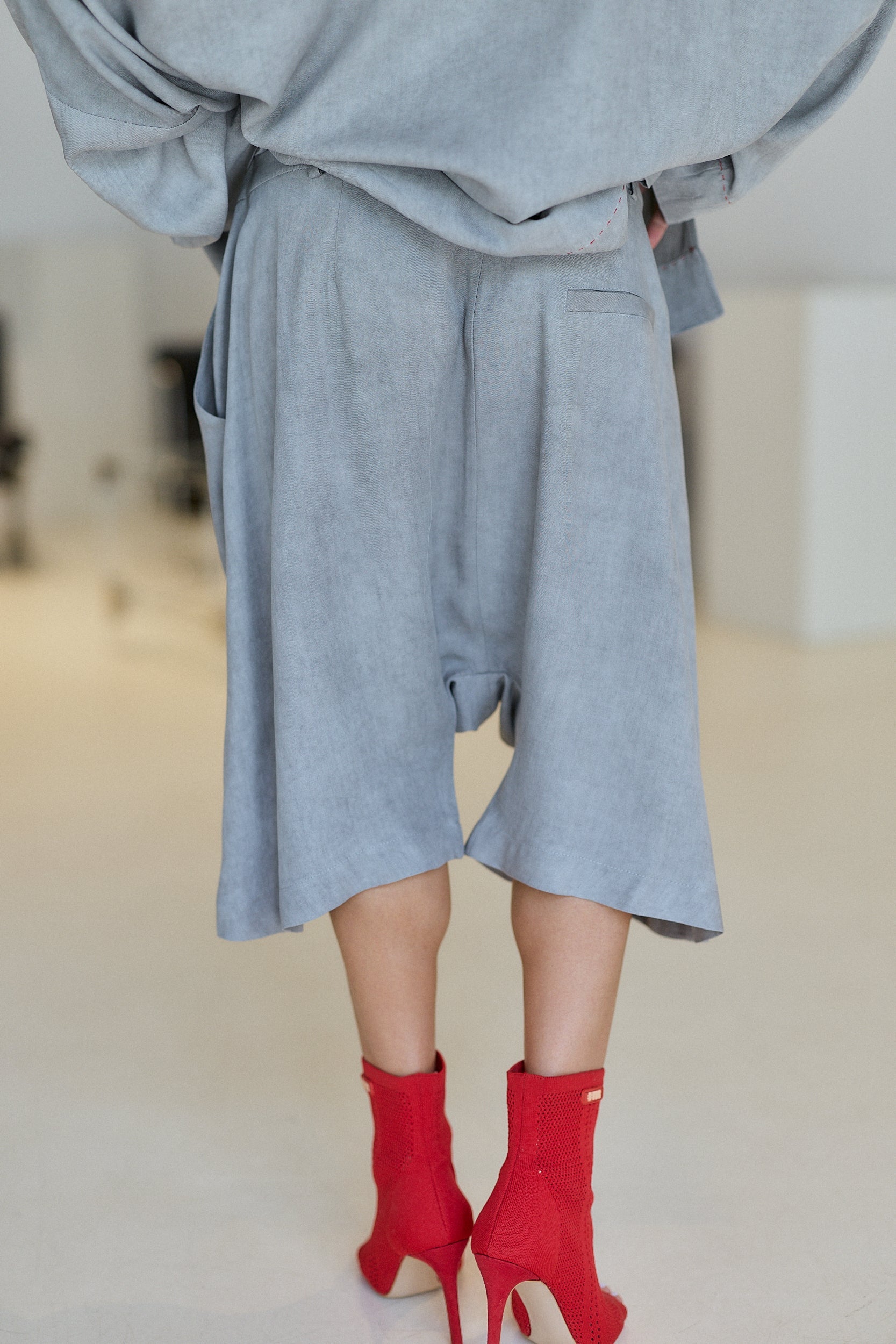Grey Draped Harem Shorts