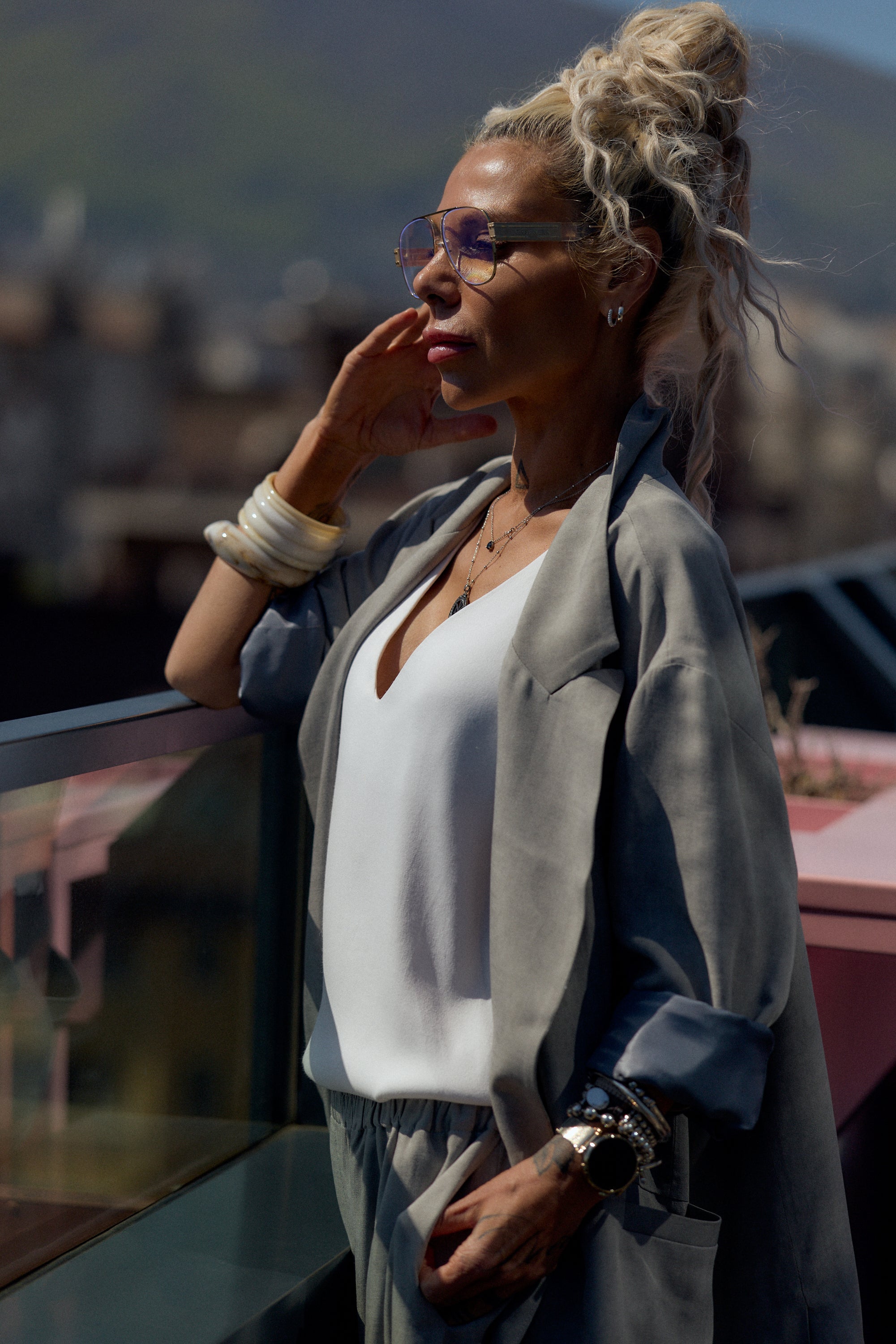 Grey Oversized Flow Blazer