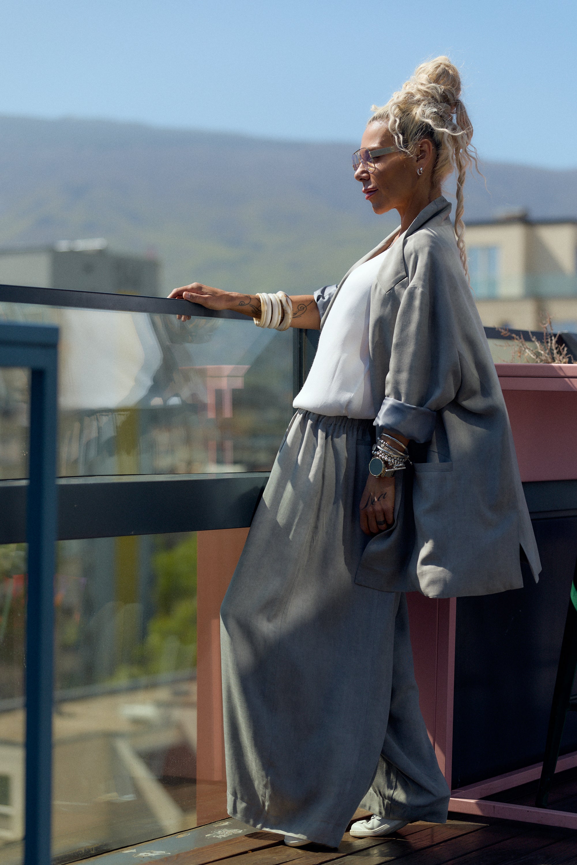 Grey Oversized Flow Blazer