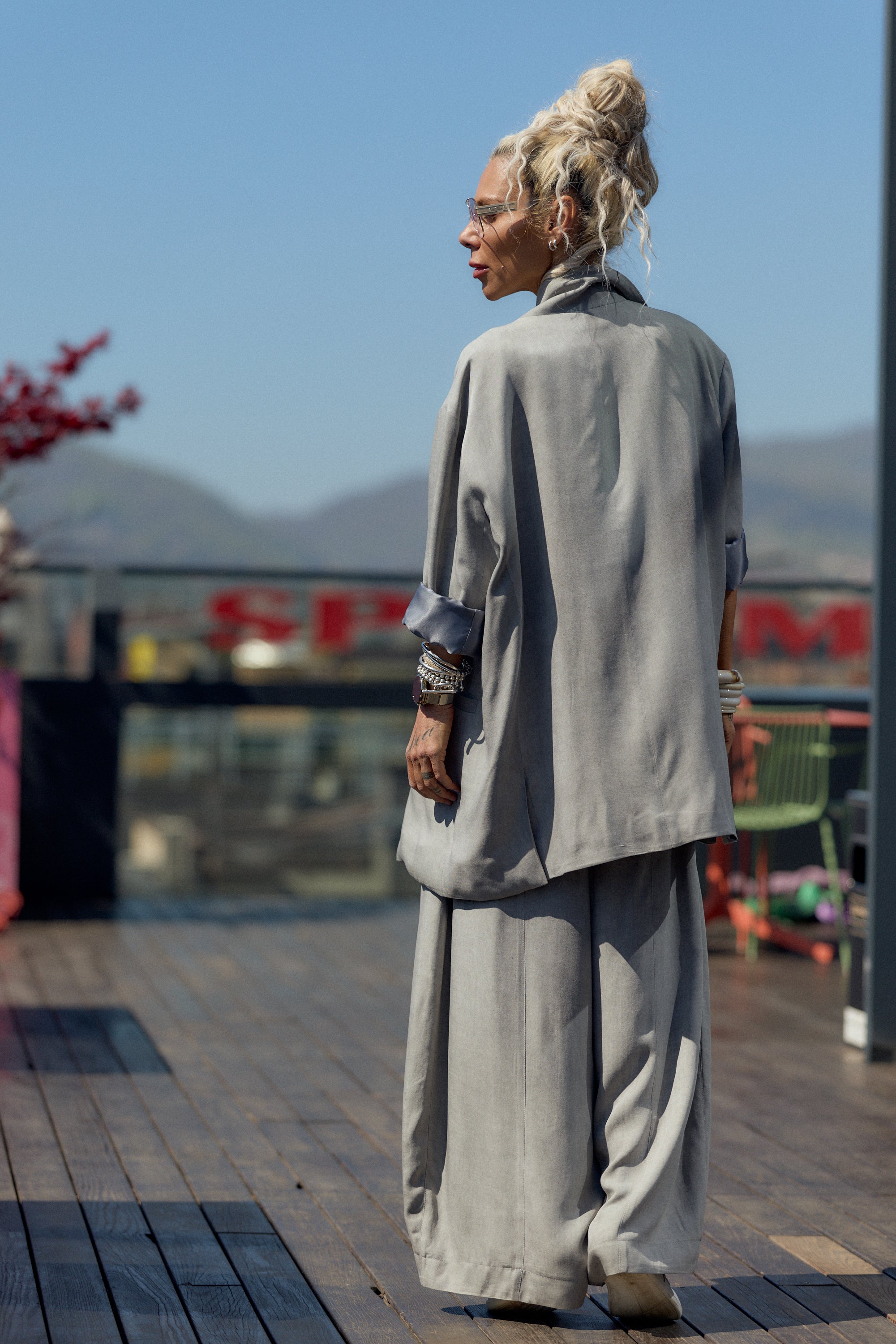 Grey Oversized Flow Blazer
