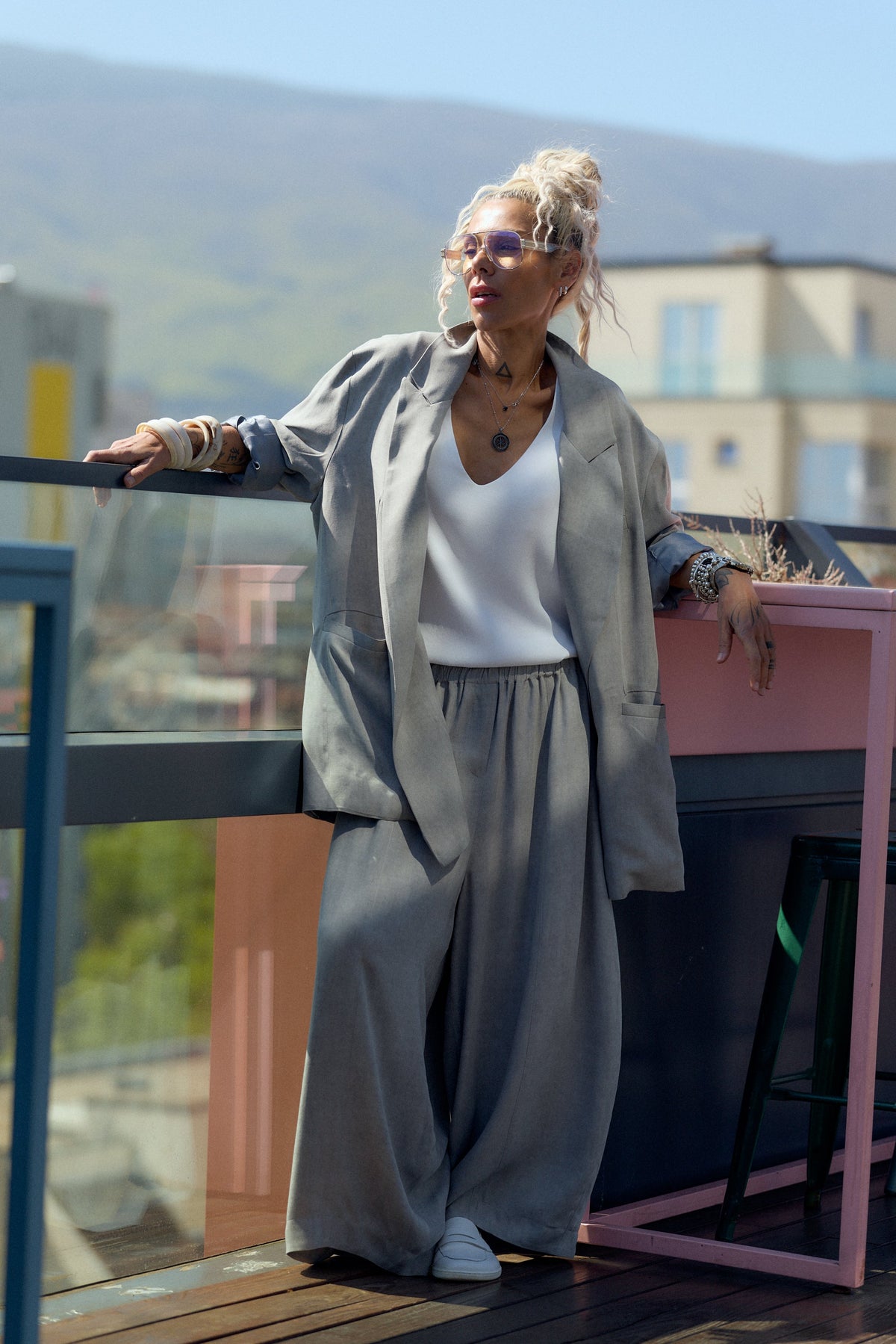Grey Oversized Flow Blazer
