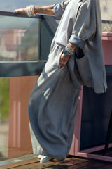 Grey Flow Wide-Leg Pants