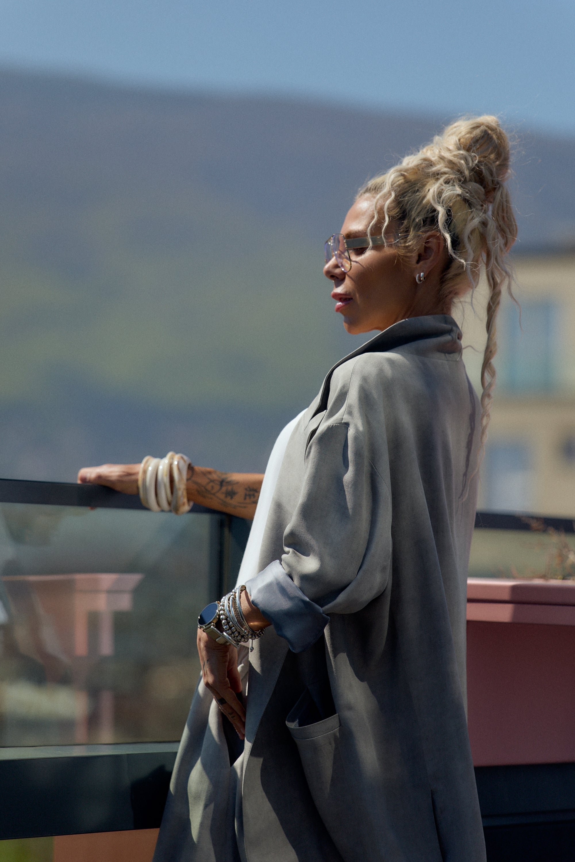 Grey Oversized Flow Blazer