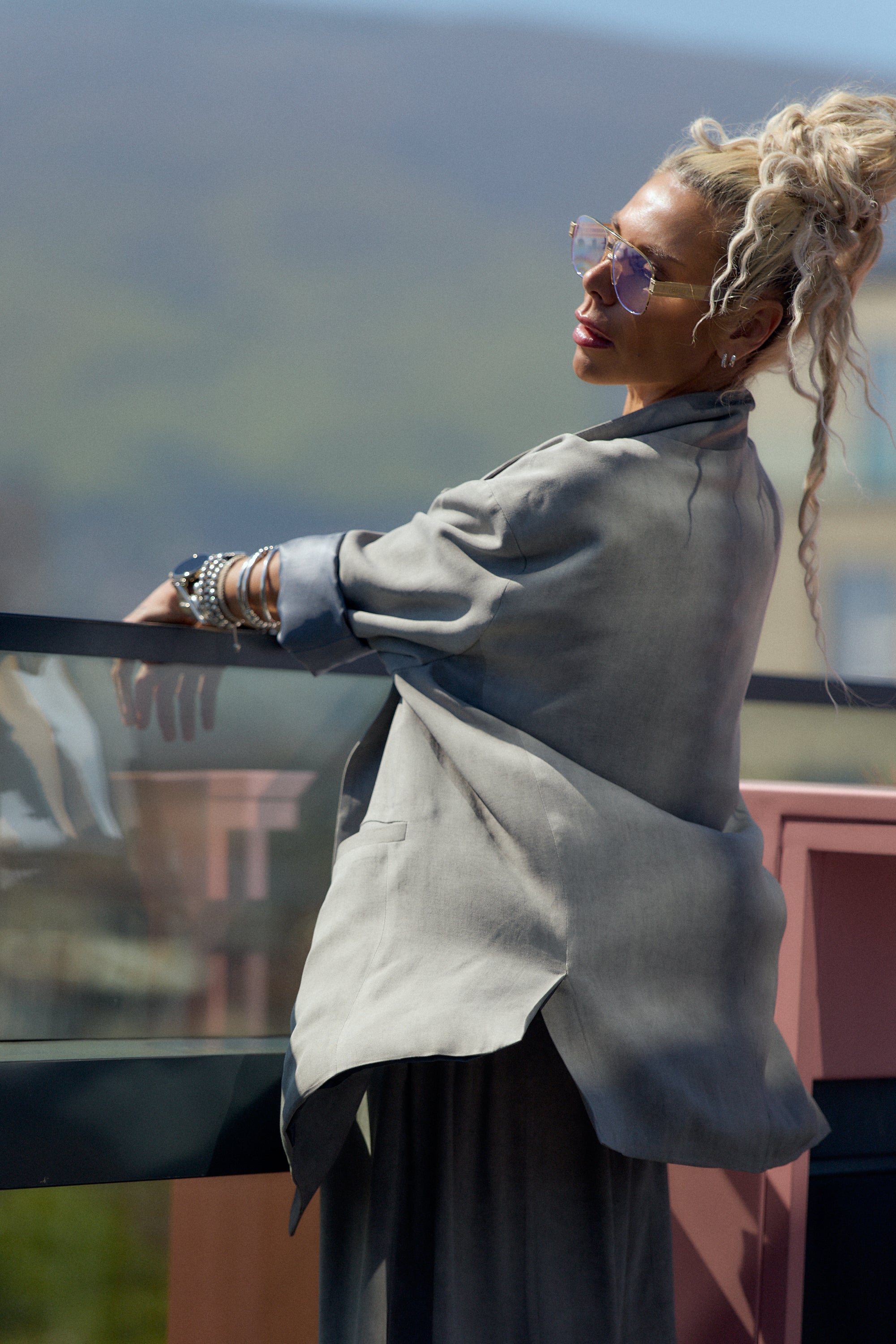 Grey Oversized Flow Blazer