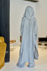Grey Hooded Draped Vest