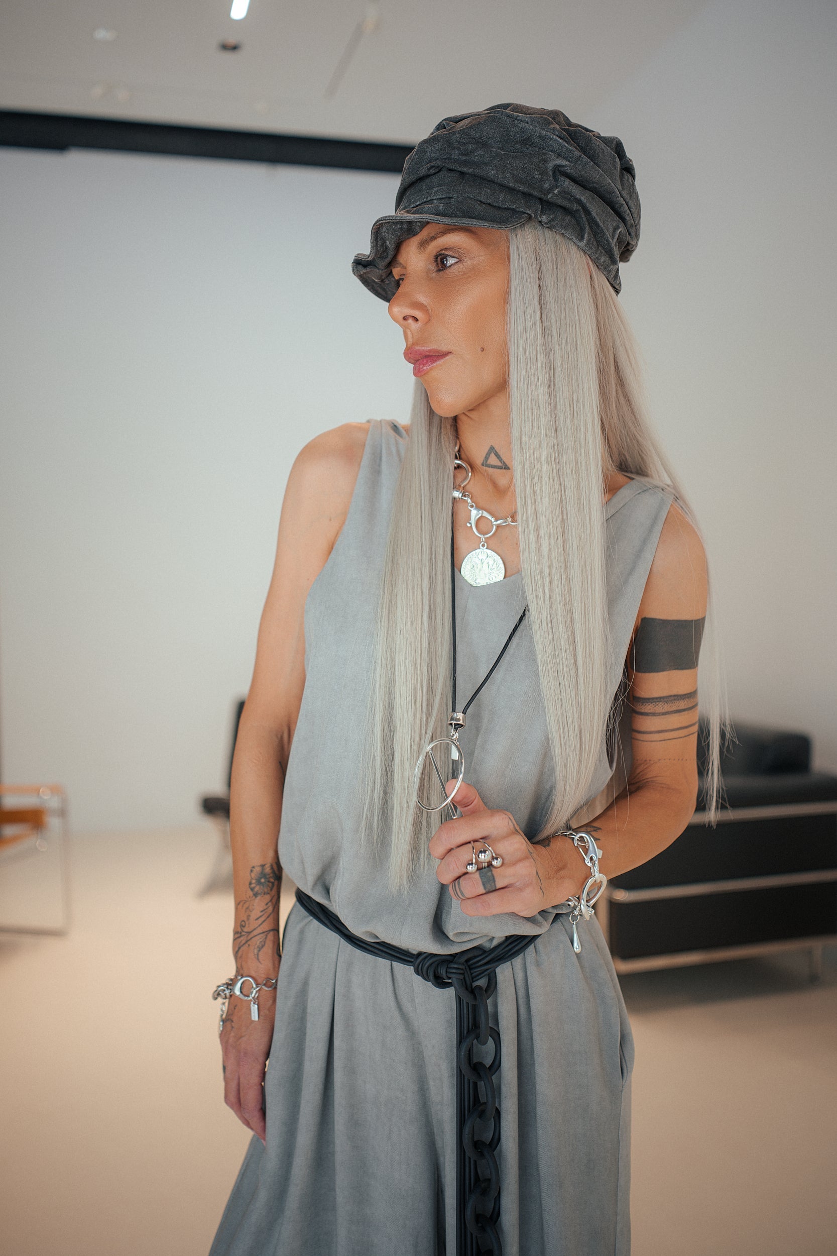 Grey Tie-Shoulder Wide-Leg Jumpsuit