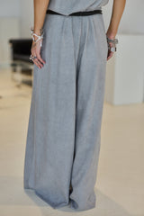 Grey Tie-Shoulder Wide-Leg Jumpsuit