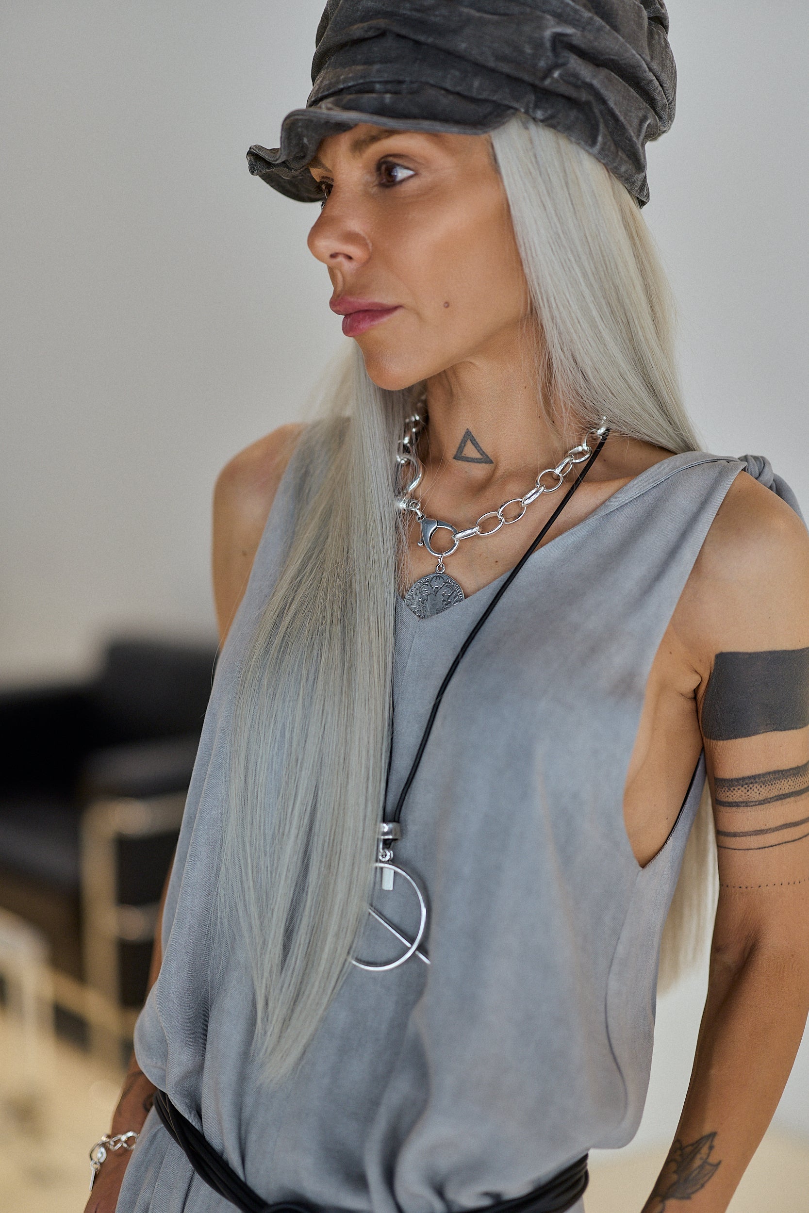 Grey Tie-Shoulder Wide-Leg Jumpsuit