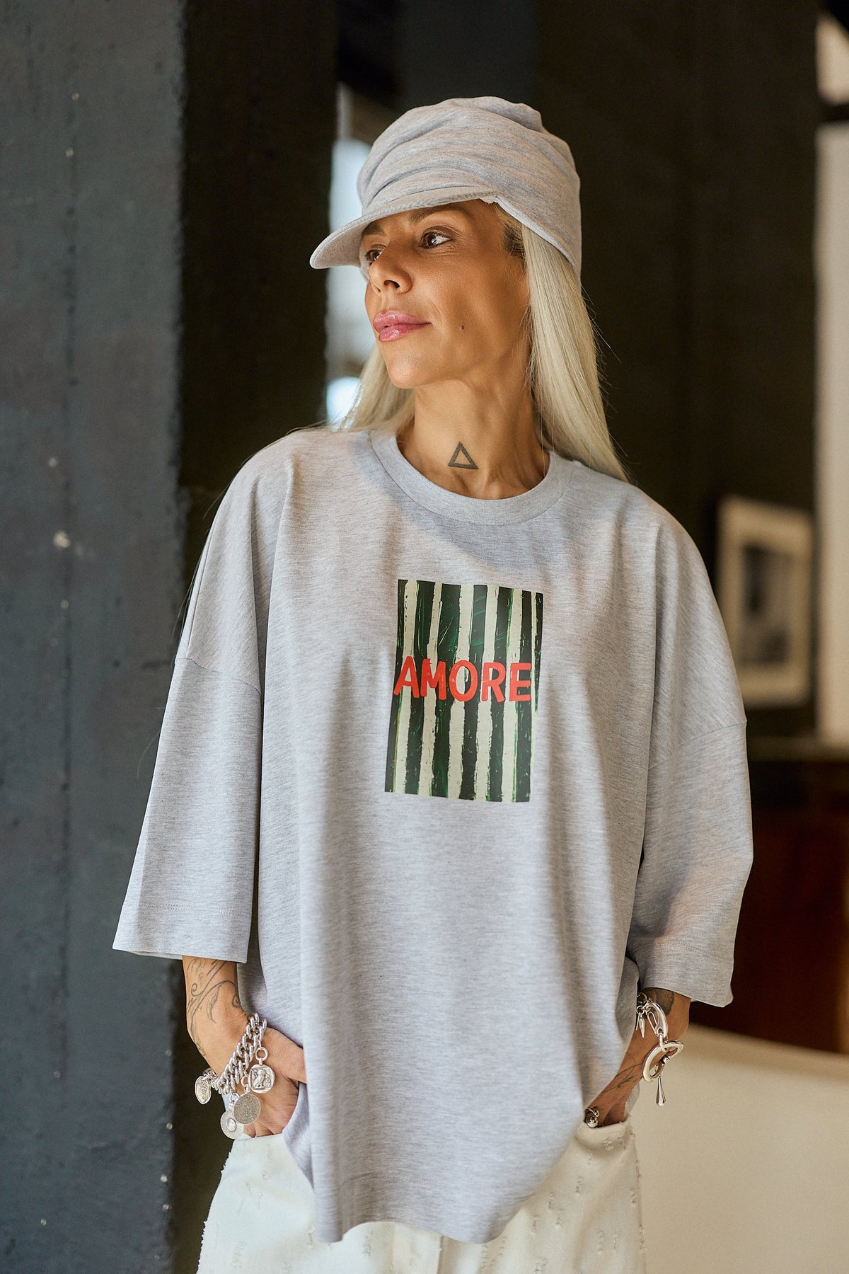 Grey Oversized Graphic T-Shirt