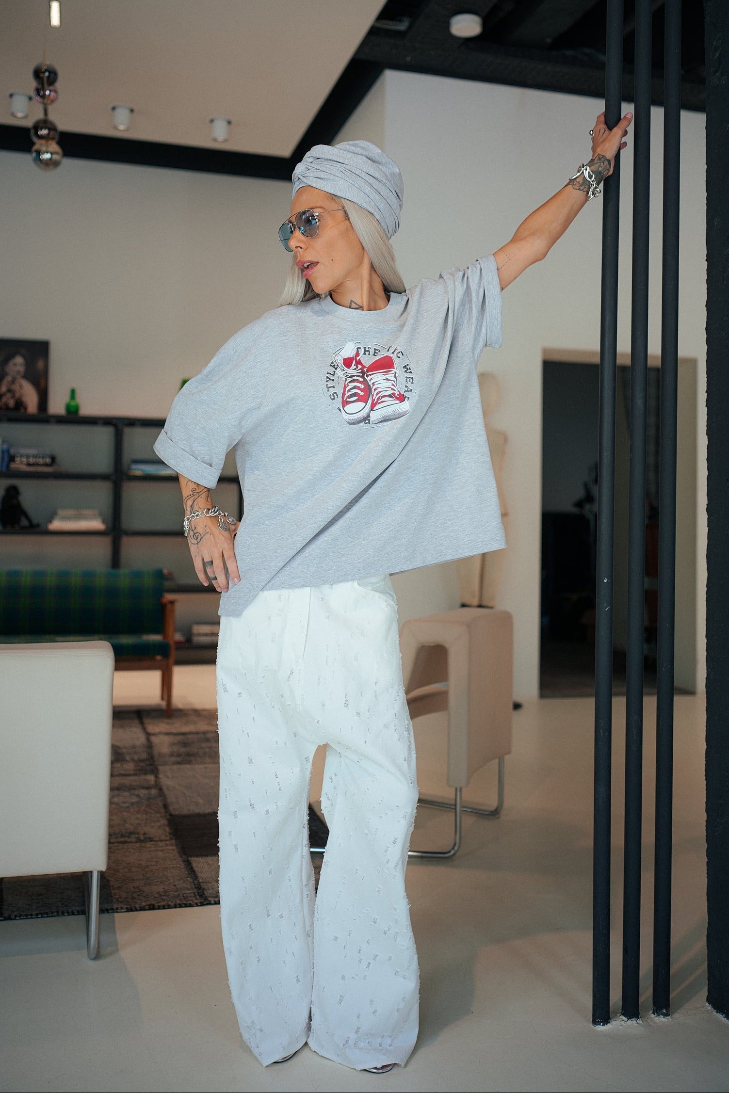 Grey Oversized Graphic T-Shirt