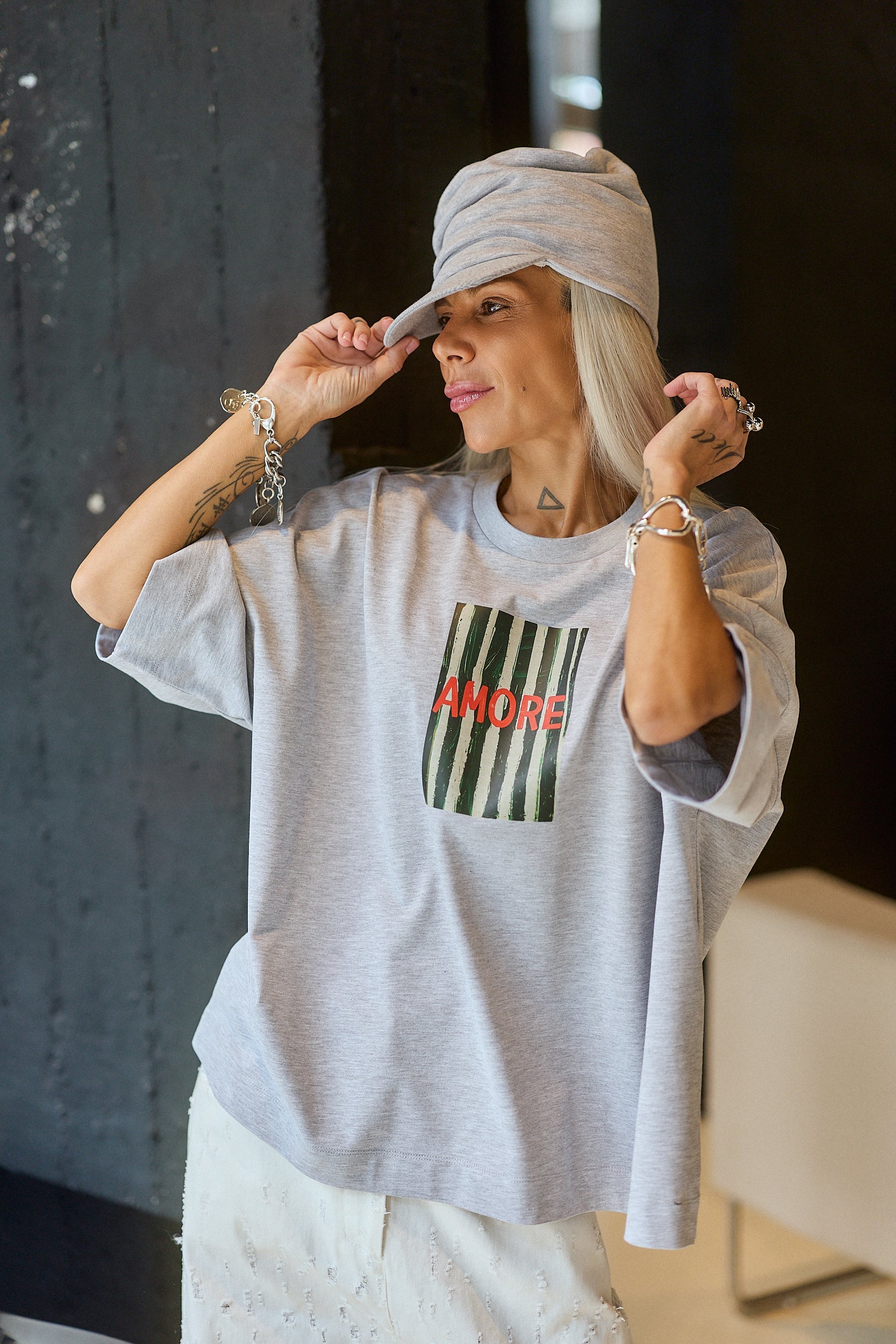 Grey Oversized Graphic T-Shirt