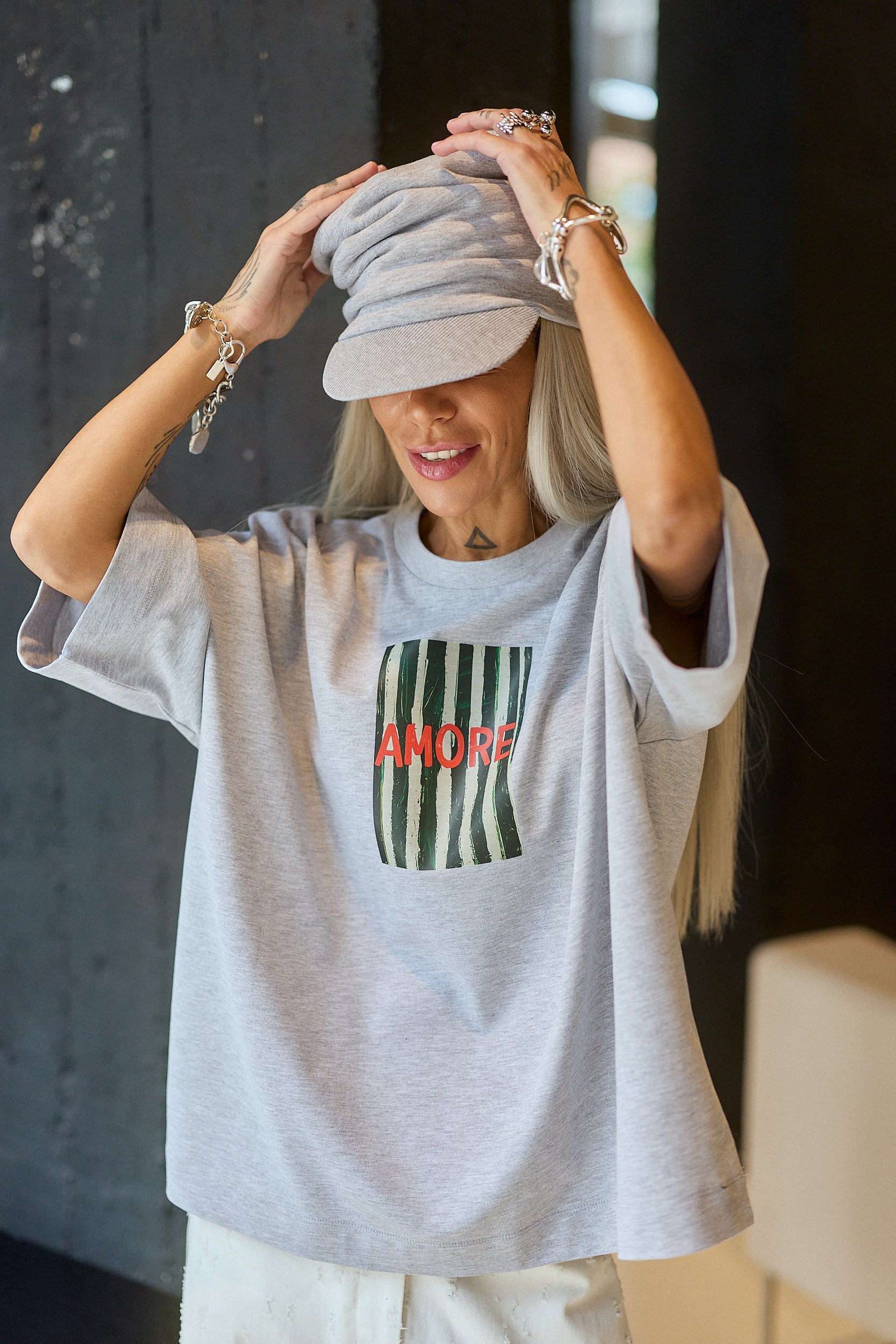 Grey Oversized Graphic T-Shirt