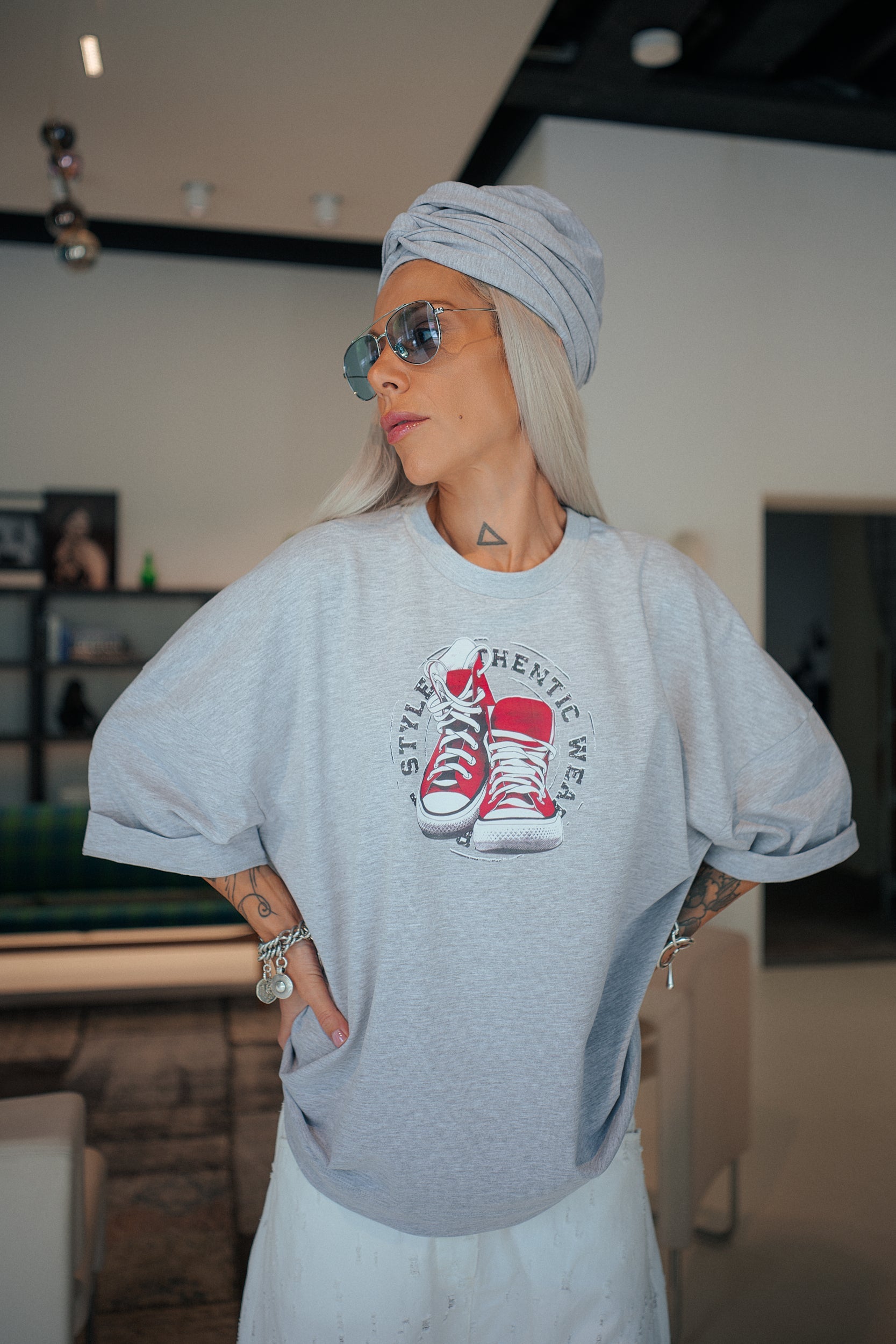 Grey Oversized Graphic T-Shirt