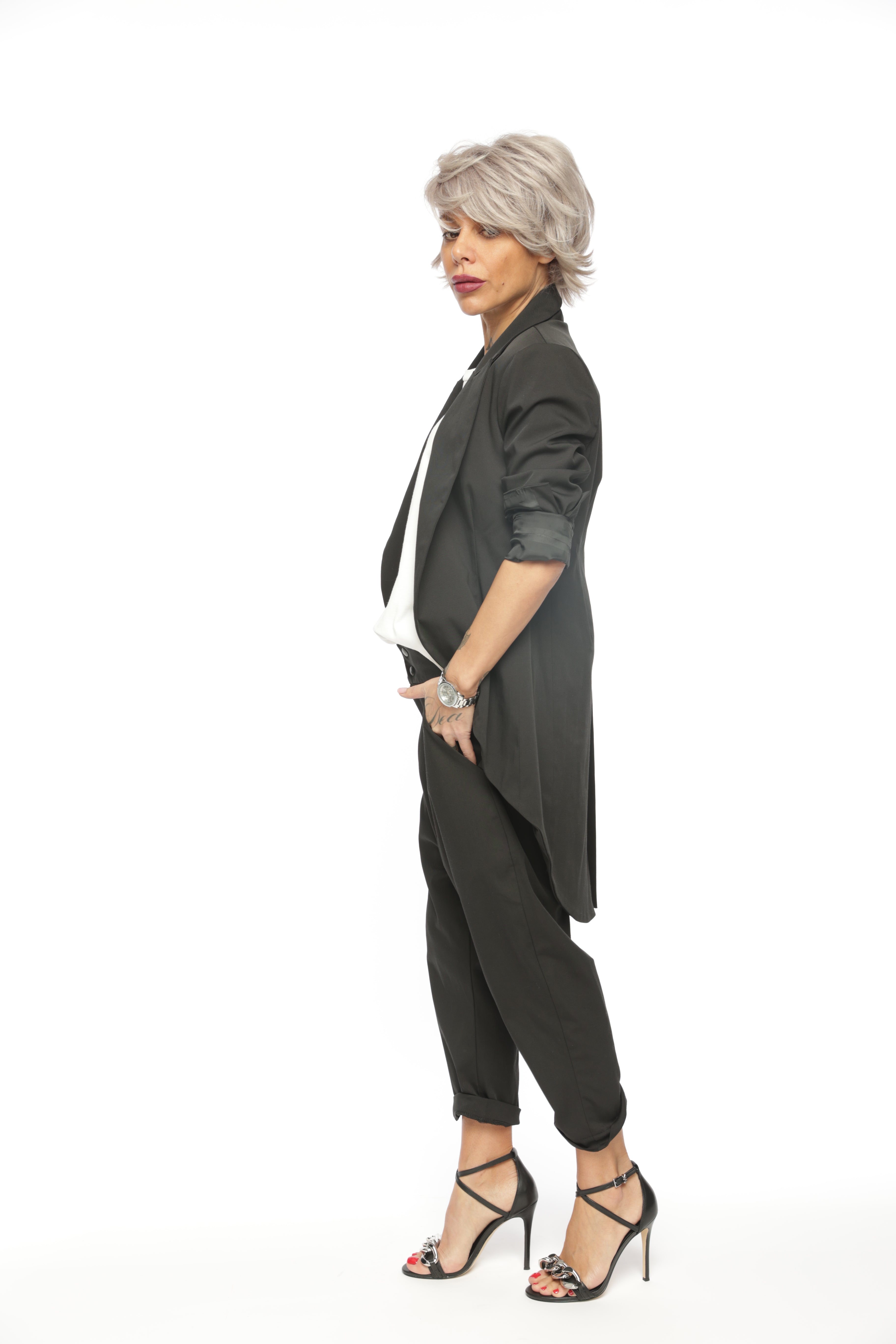 Slim-Fit Blazer Jacket with Long Back