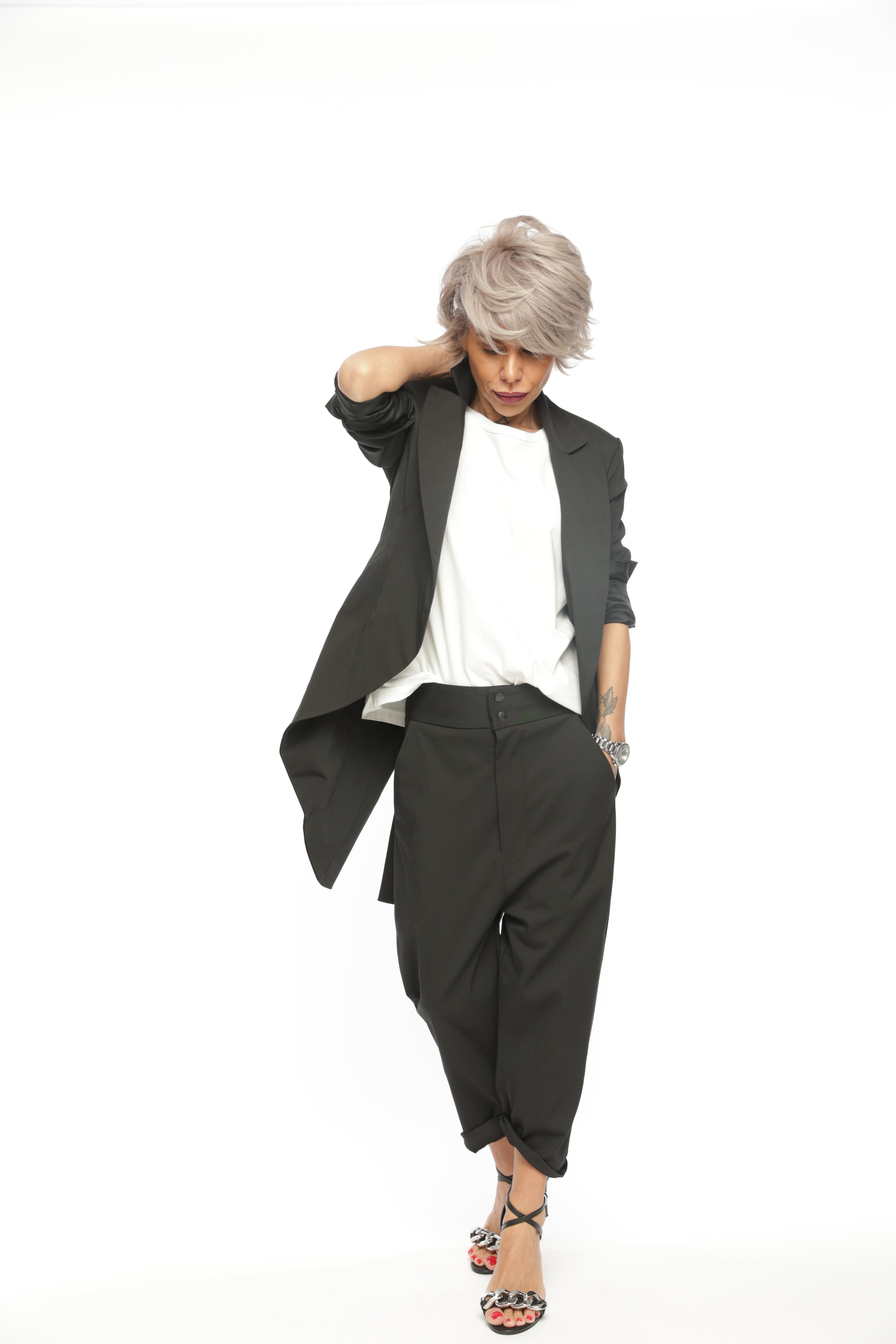 Slim-Fit Blazer Jacket with Long Back