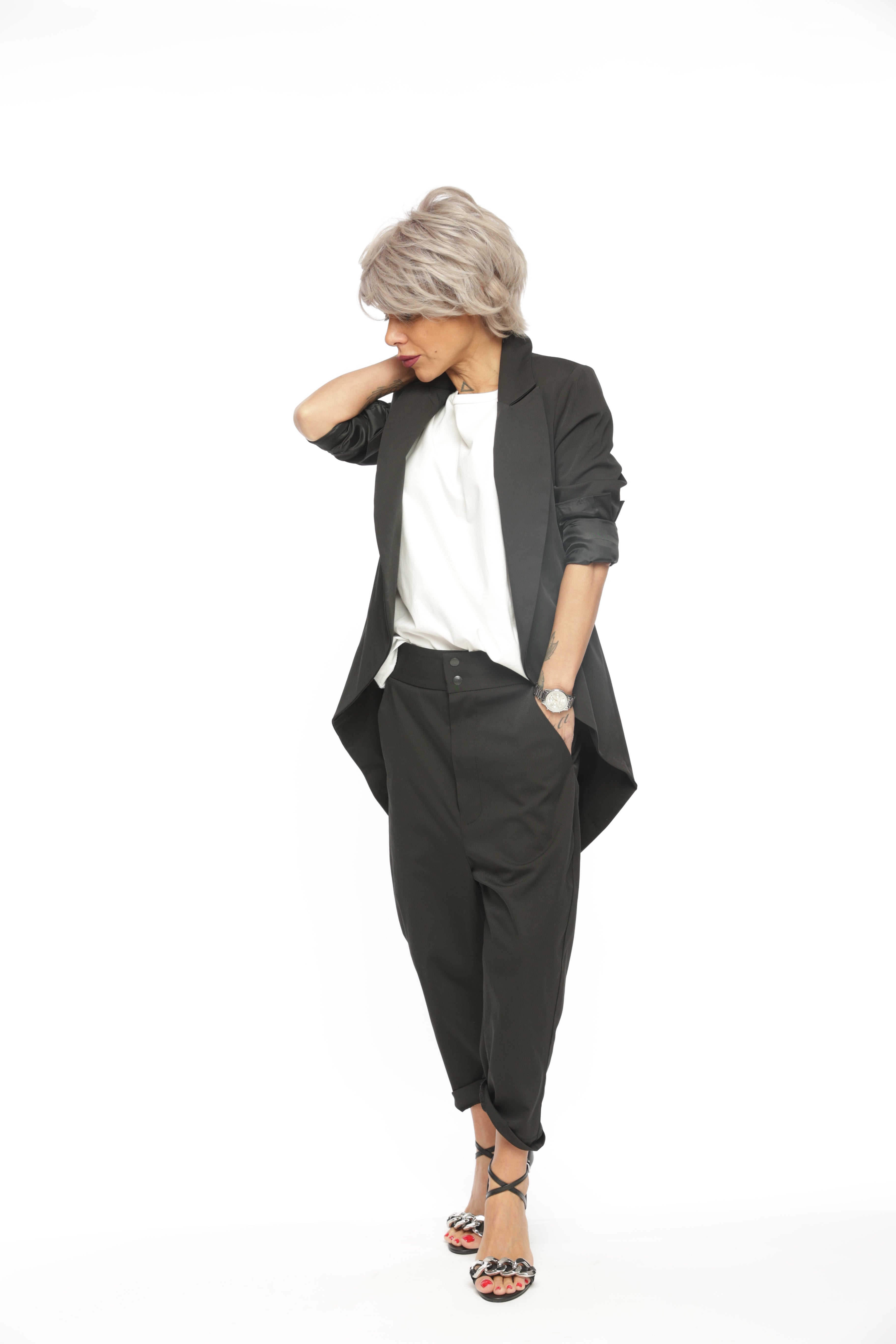 Slim-Fit Blazer Jacket with Long Back