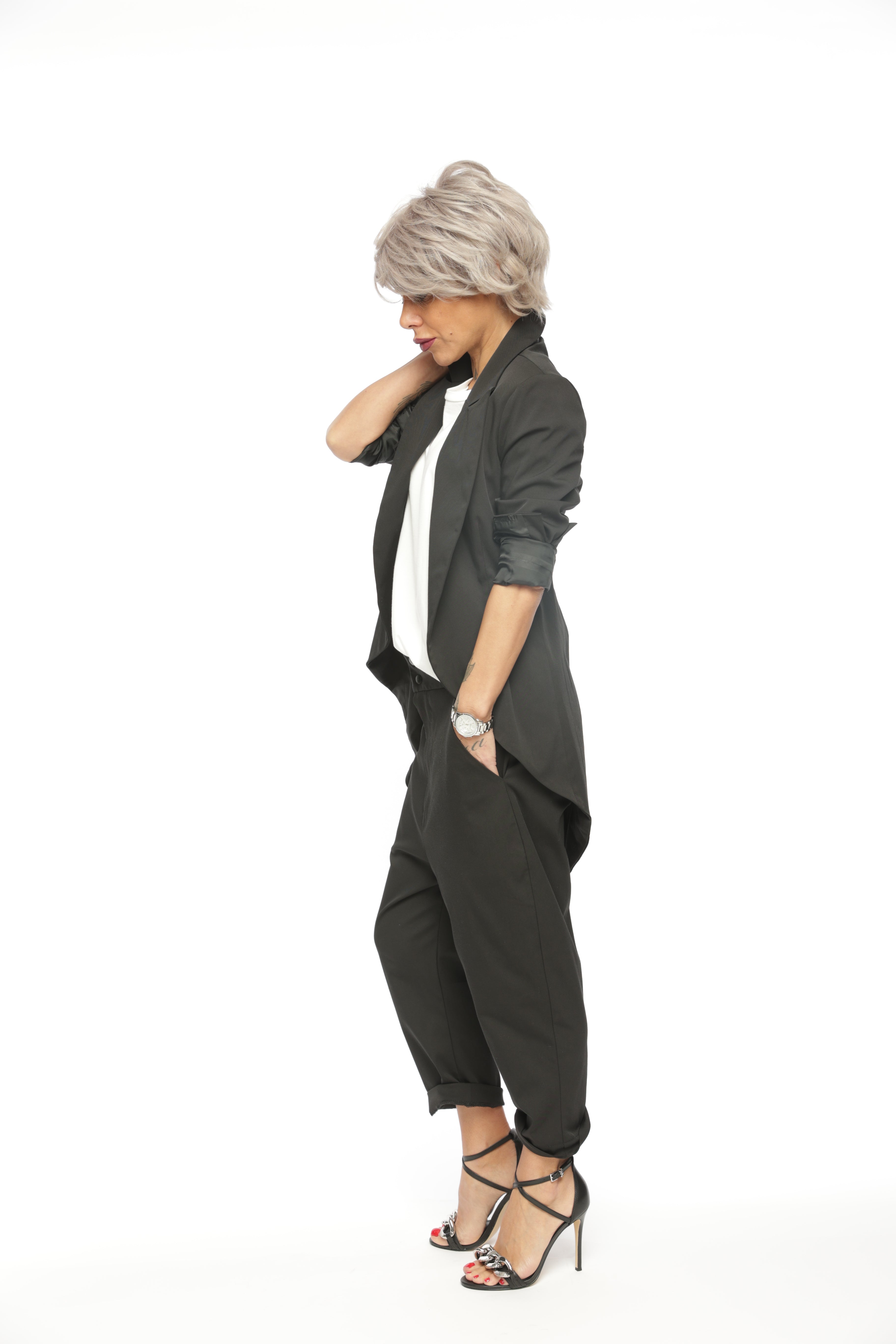Slim-Fit Blazer Jacket with Long Back